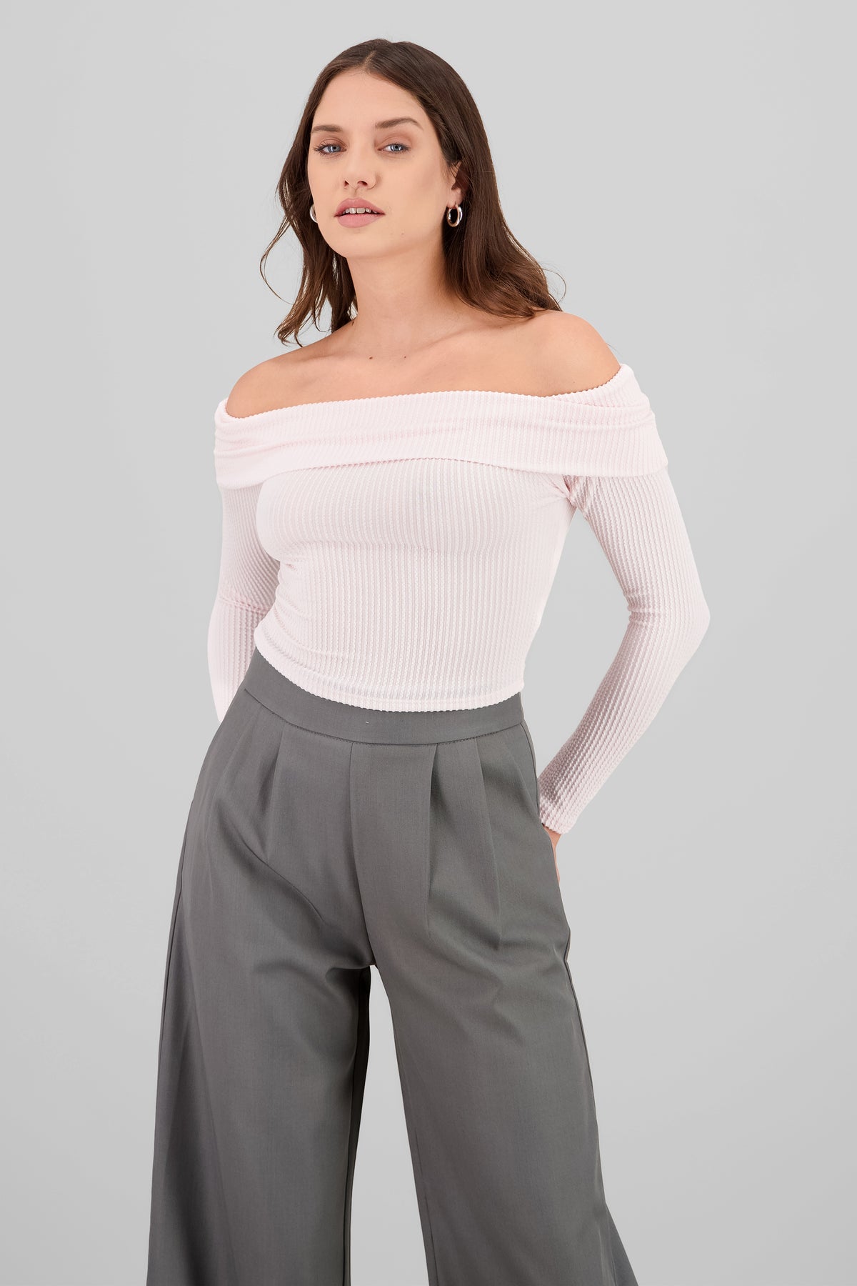 Top Sin Hombros Textura Rib
