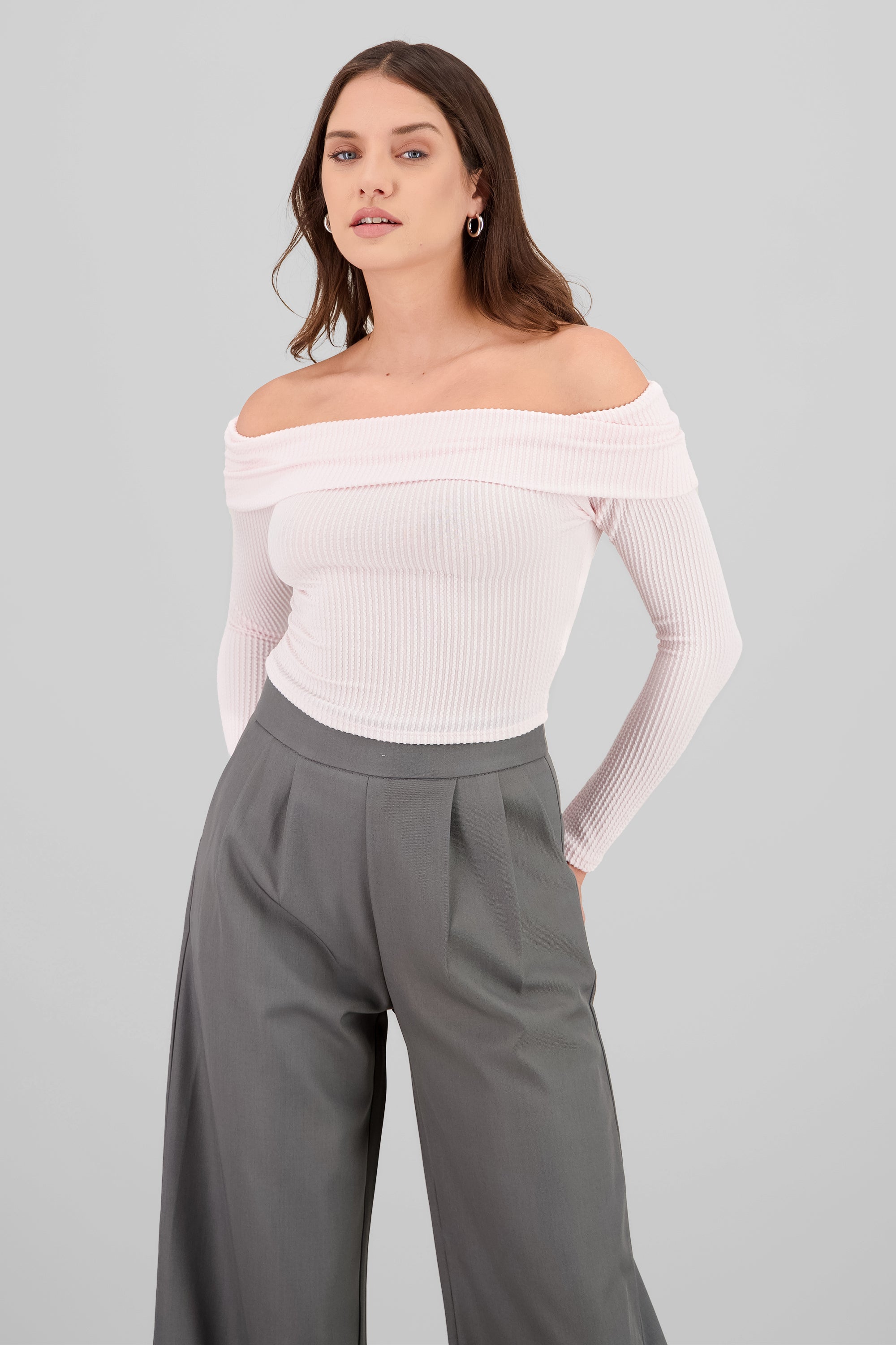 Top Sin Hombros Textura Rib