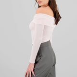 Top Sin Hombros Textura Rib