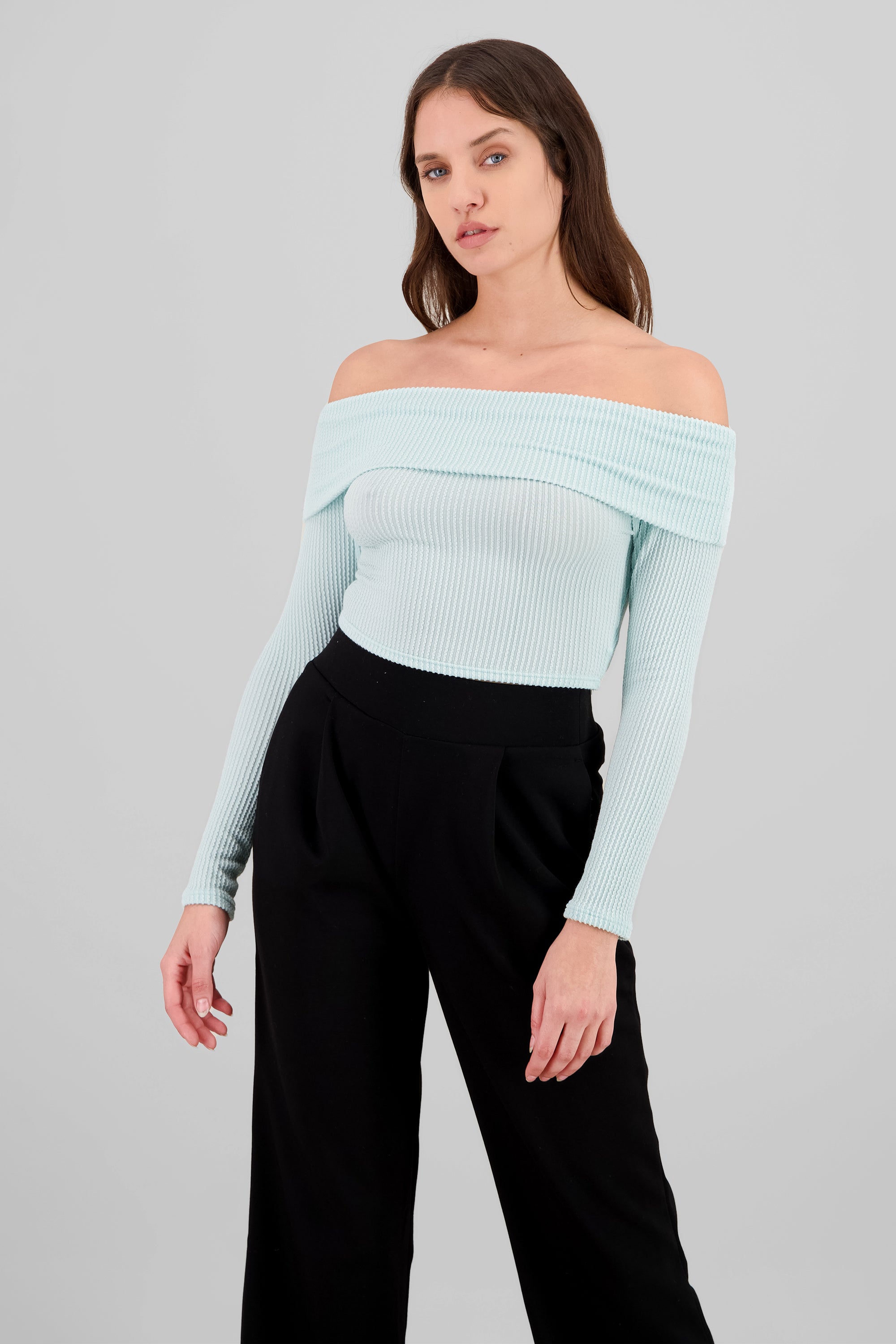 Top Sin Hombros Textura Rib MENTA