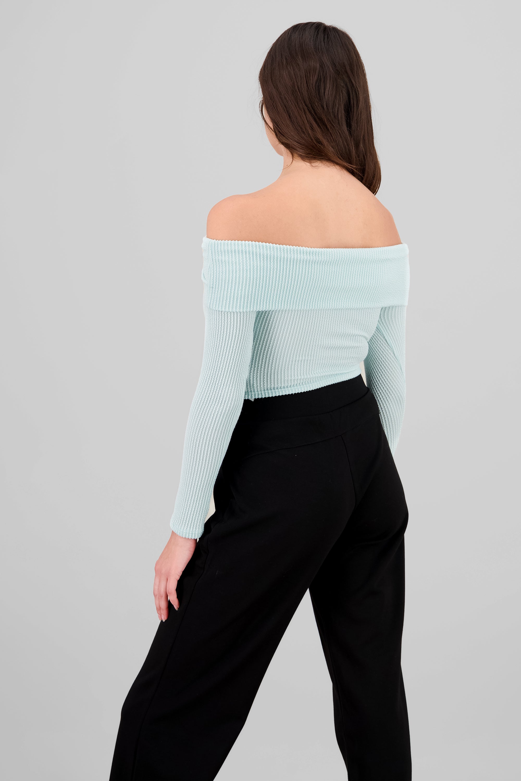 Top Sin Hombros Textura Rib MENTA