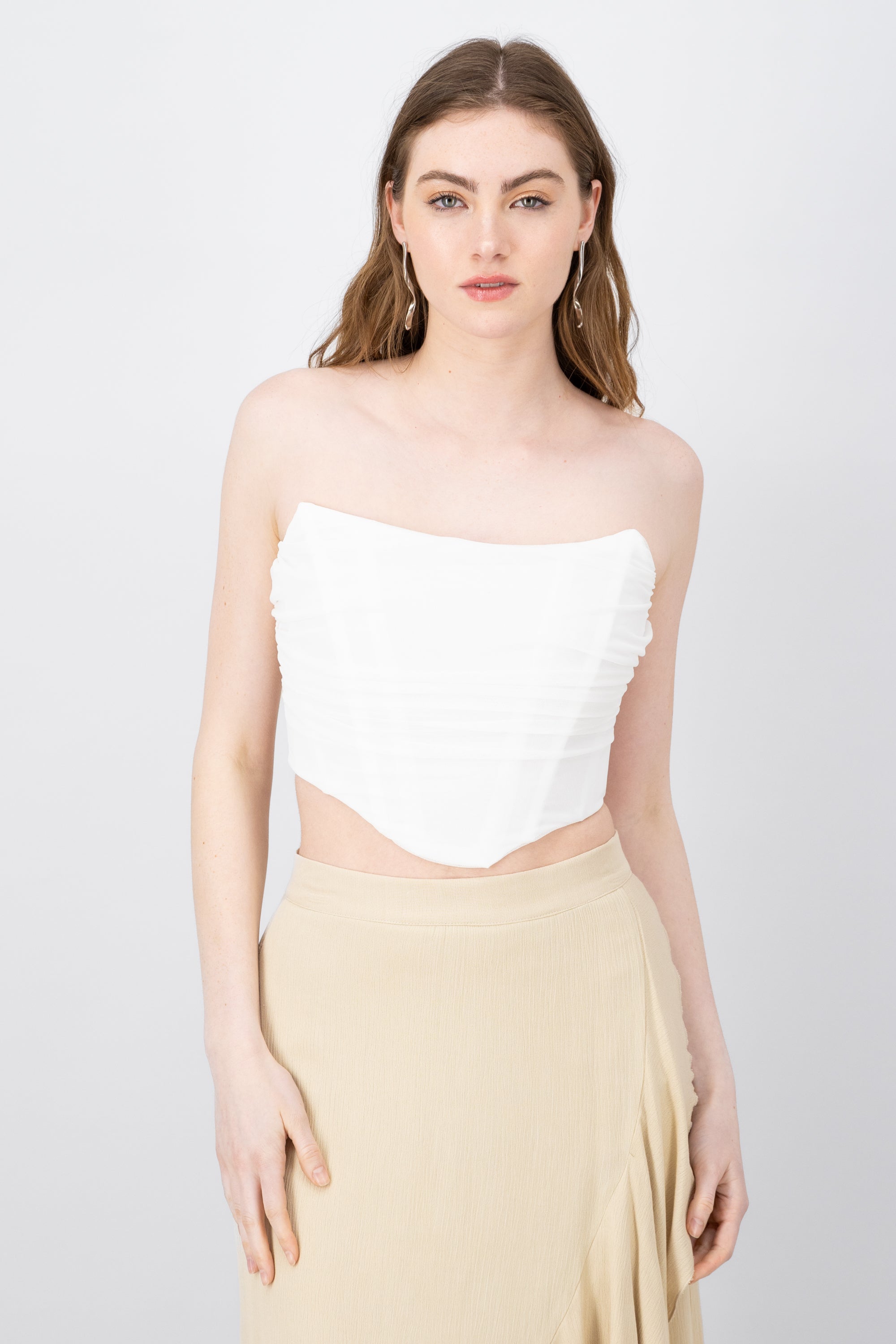 Corset strapless con varillas liso BLANCO