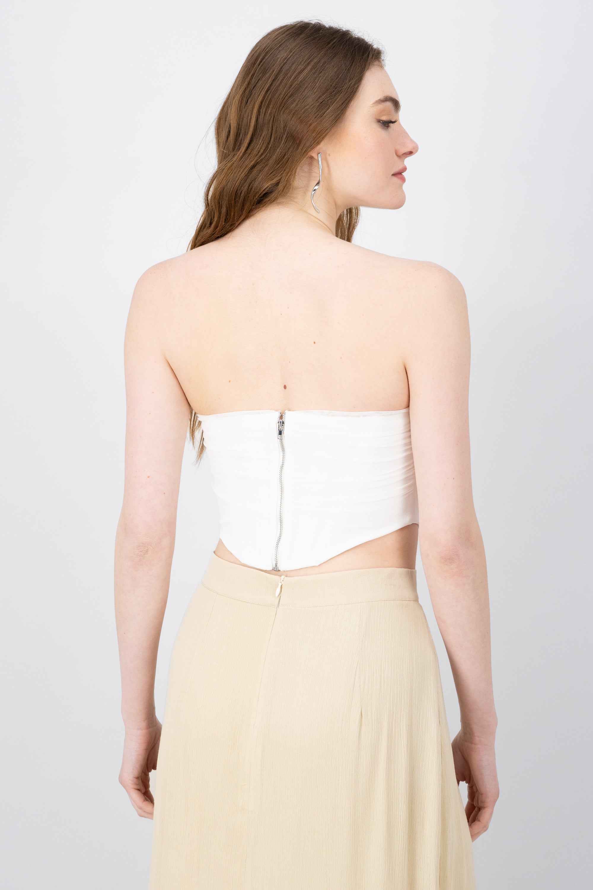 Corset strapless con varillas liso BLANCO