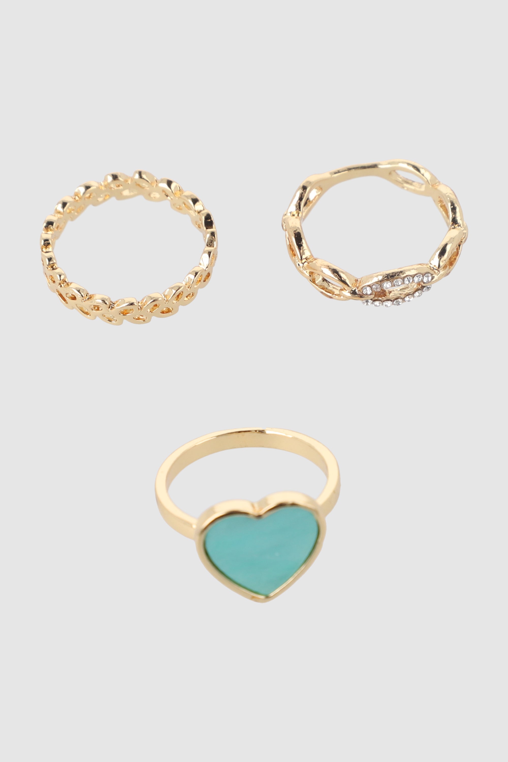 3 P Anillos Corazon Glitter VERDE