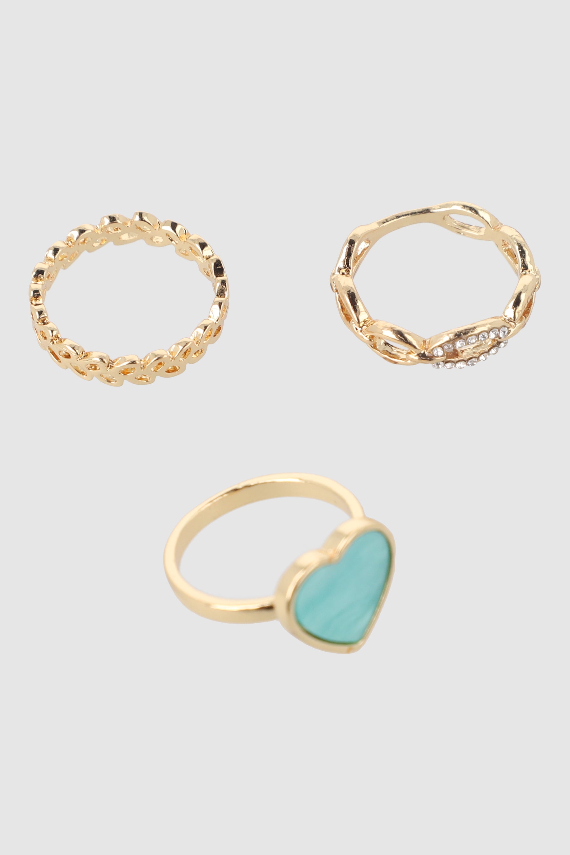 3 P Anillos Corazon Glitter VERDE