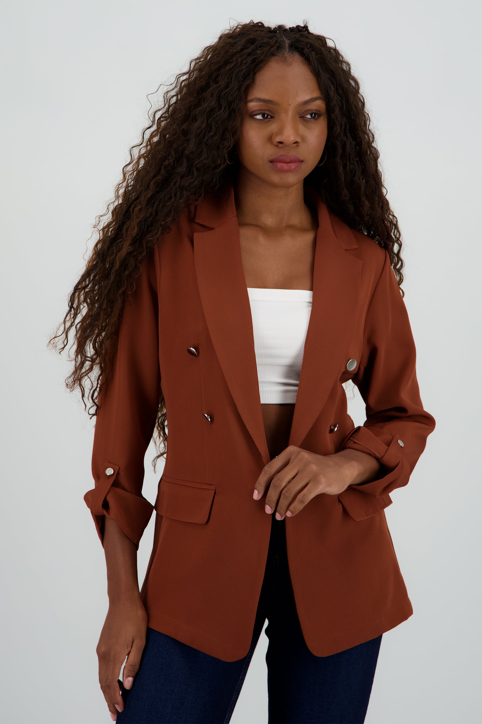 Blazer Oversize Largo Detalle Mangas CAMELLO