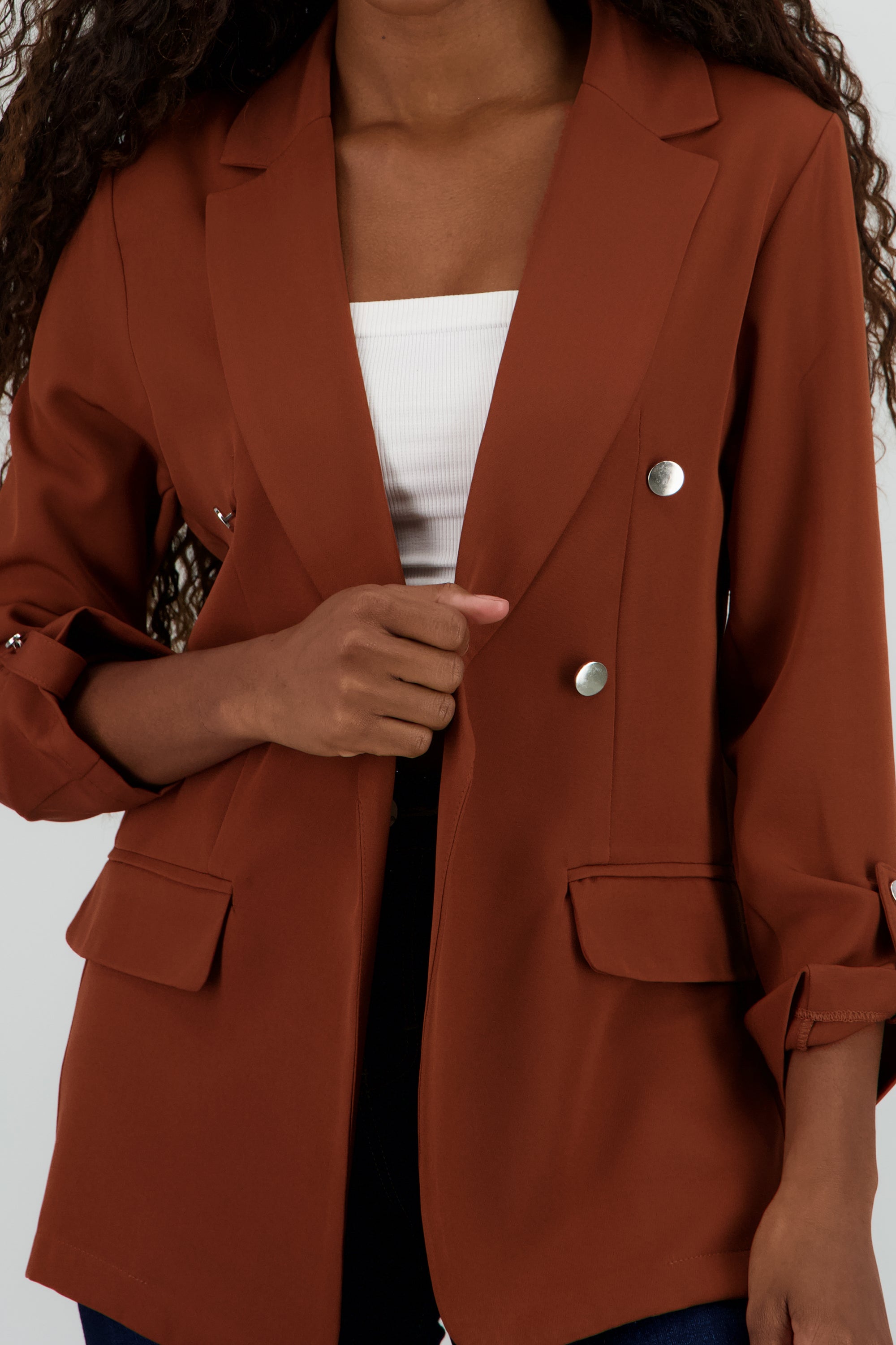 Blazer Oversize Largo Detalle Mangas CAMELLO