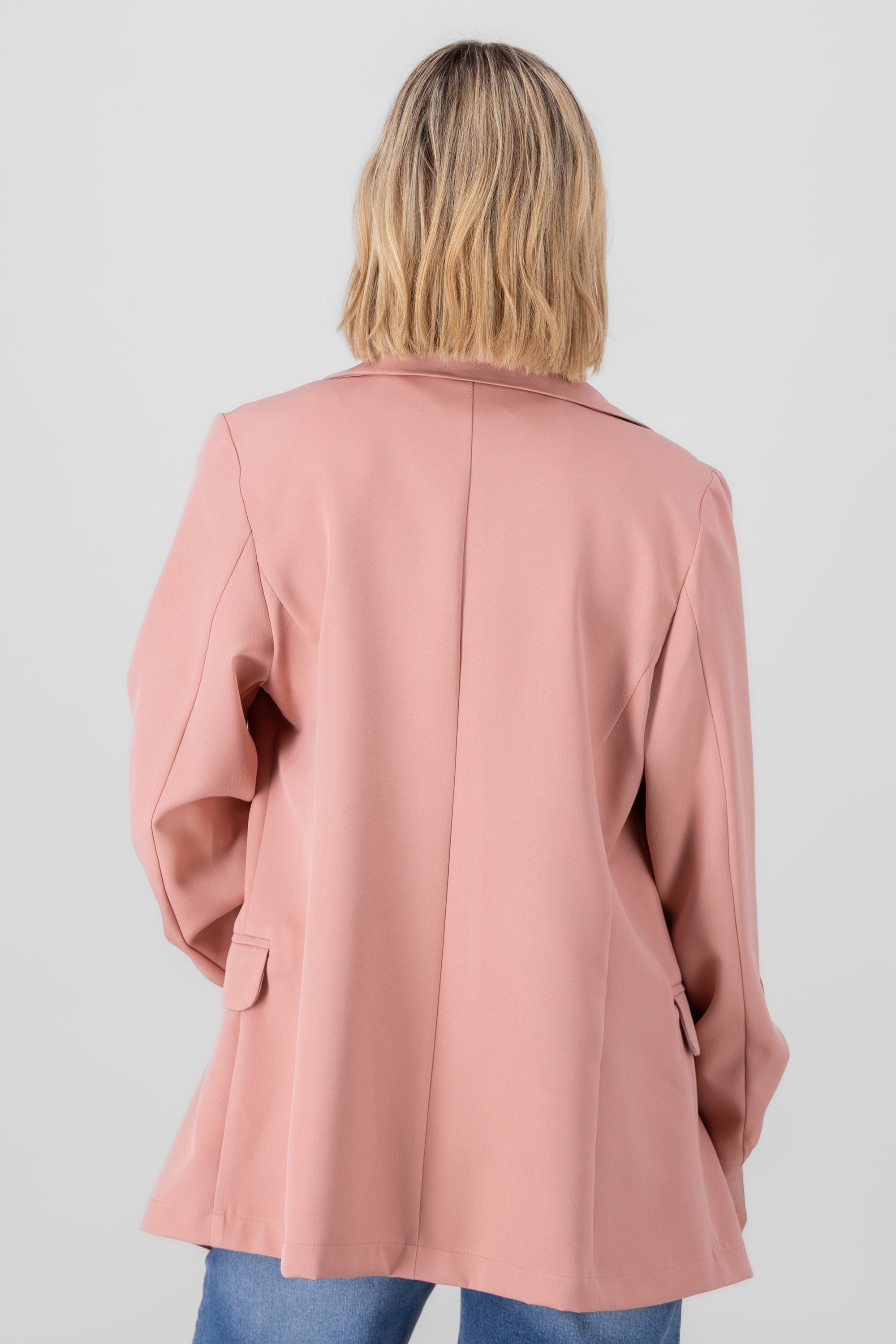 Blazer Oversize Largo Detalle Mangas PALO DE ROSA