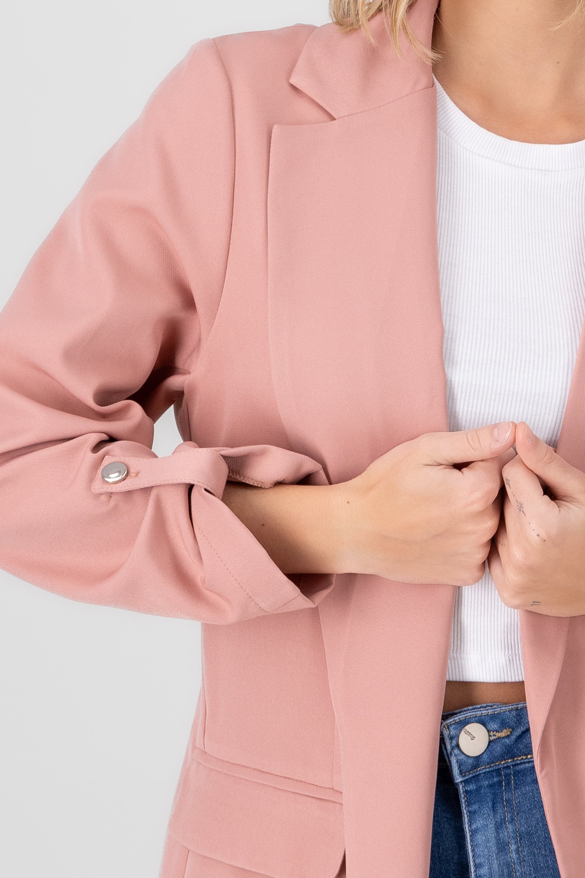 Blazer Oversize Largo Detalle Mangas PALO DE ROSA