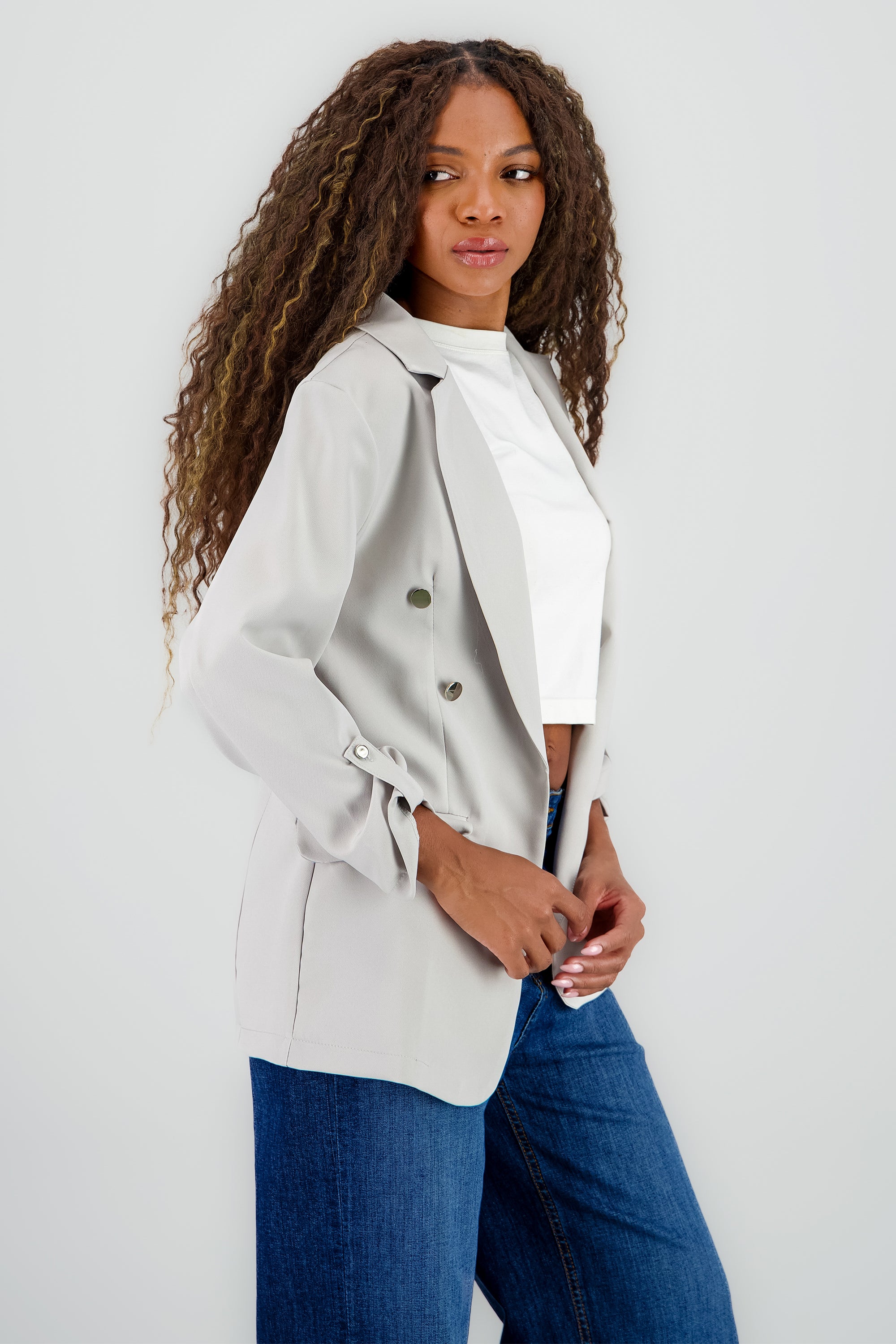 Blazer Oversize Largo Detalle Mangas