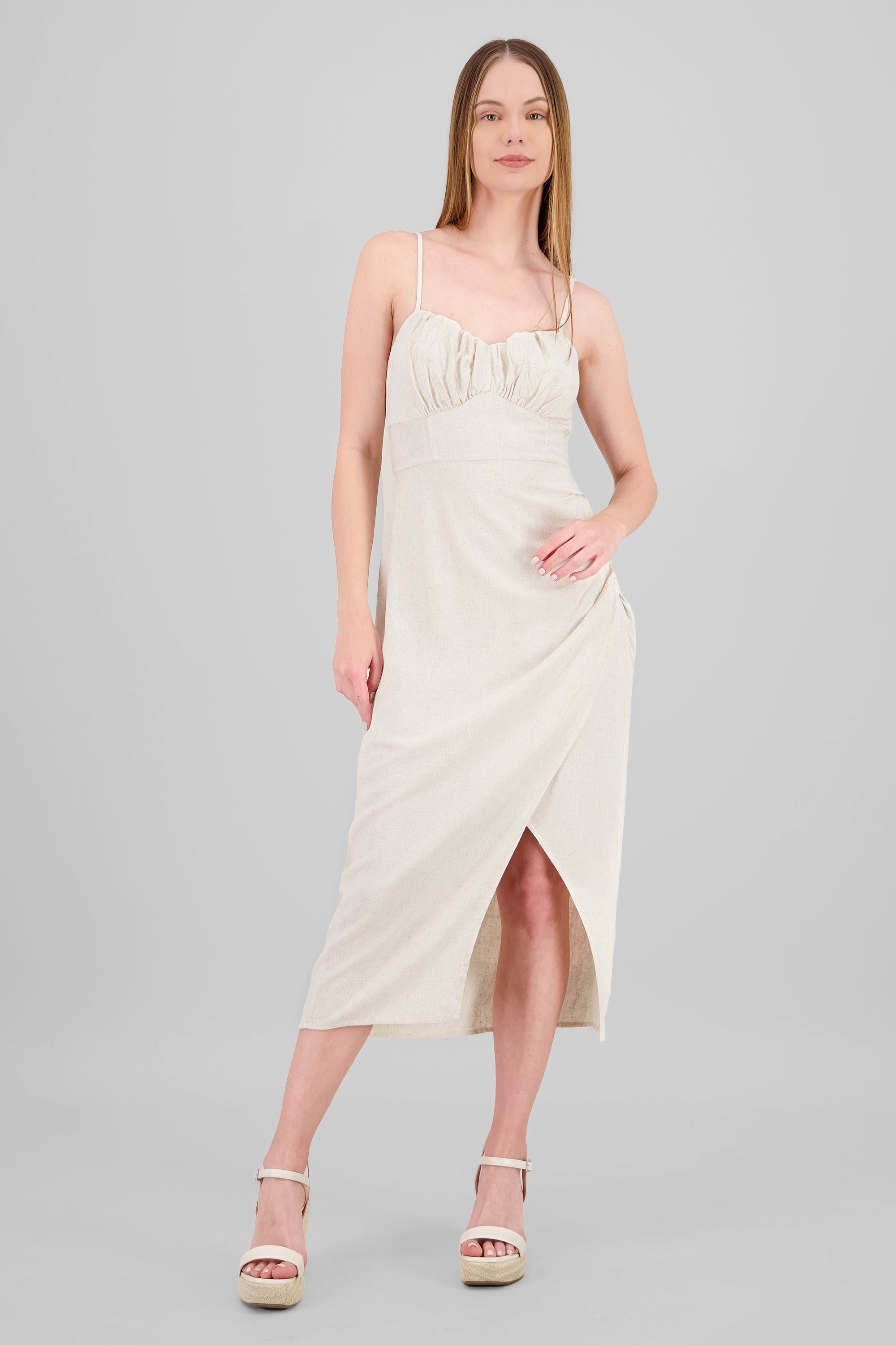 Vestido maxi abertura pierna