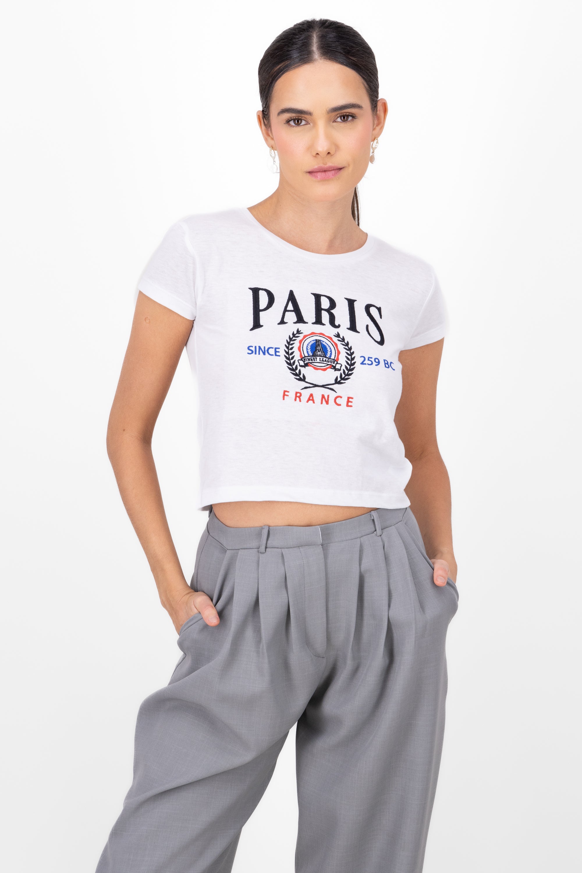 Playera estampada de paris BLANCO COMBO