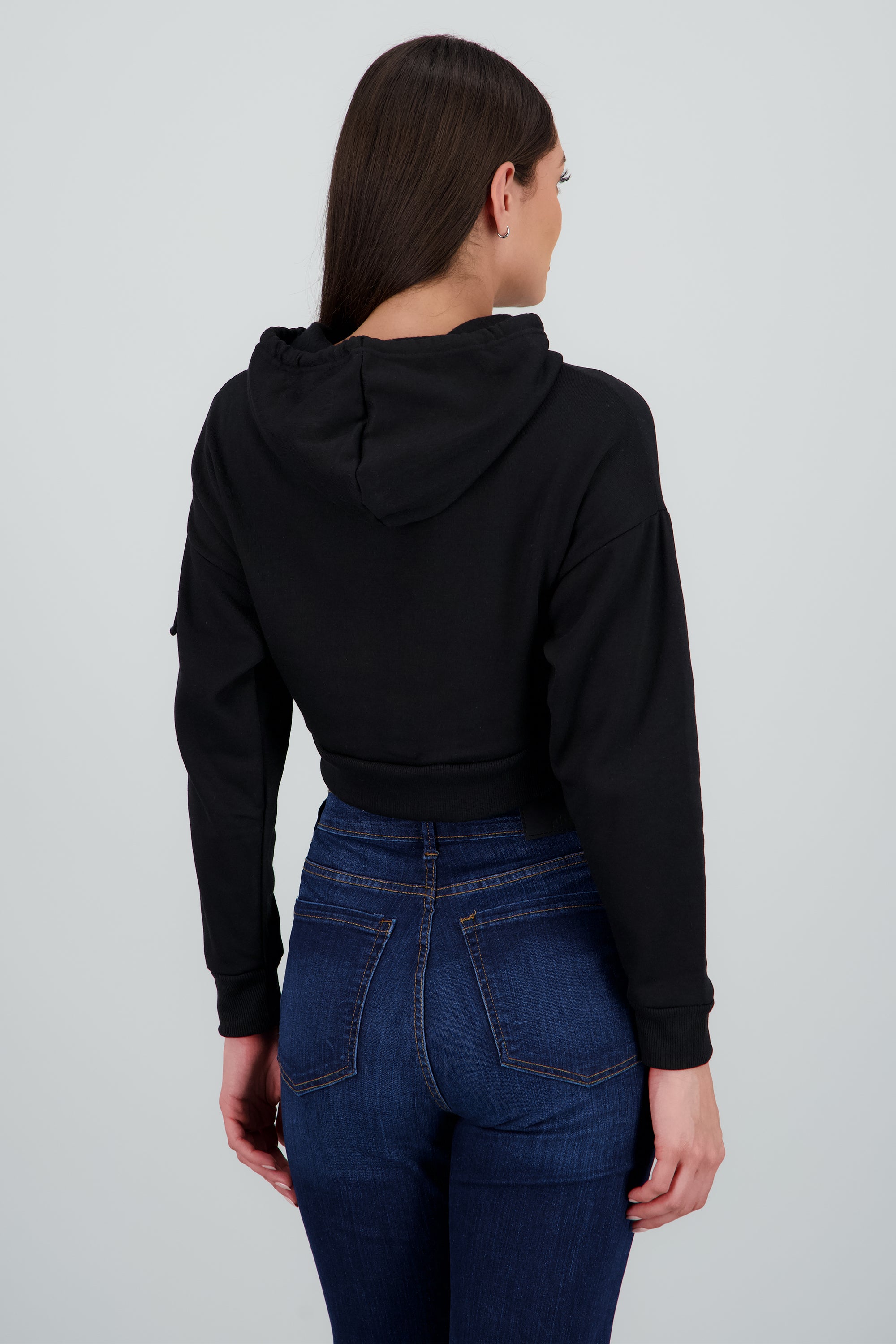 Sudadera cropped con bolsa cargo NEGRO