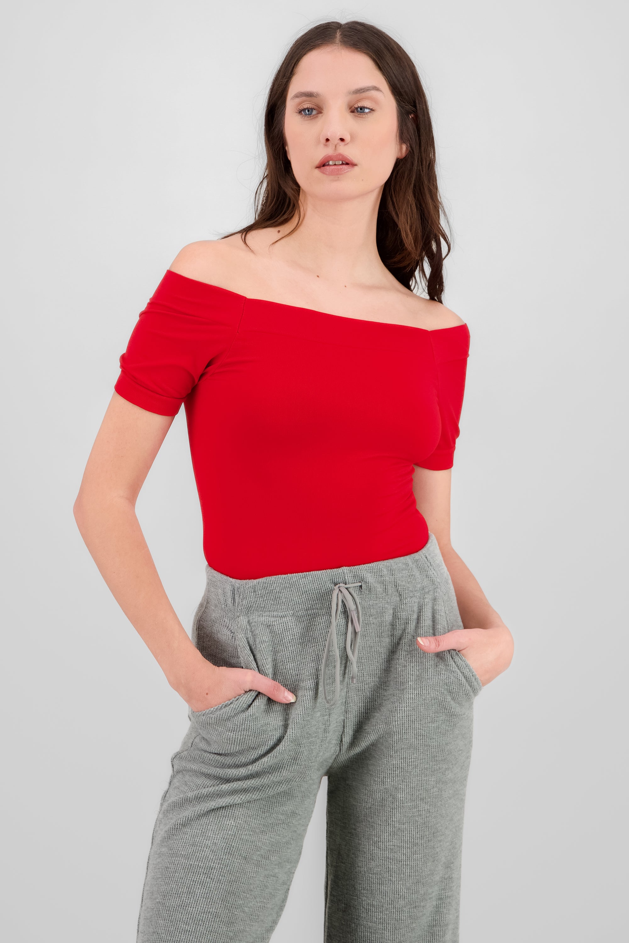 Bodysuit Liso Hombros Descubiertos ROJO