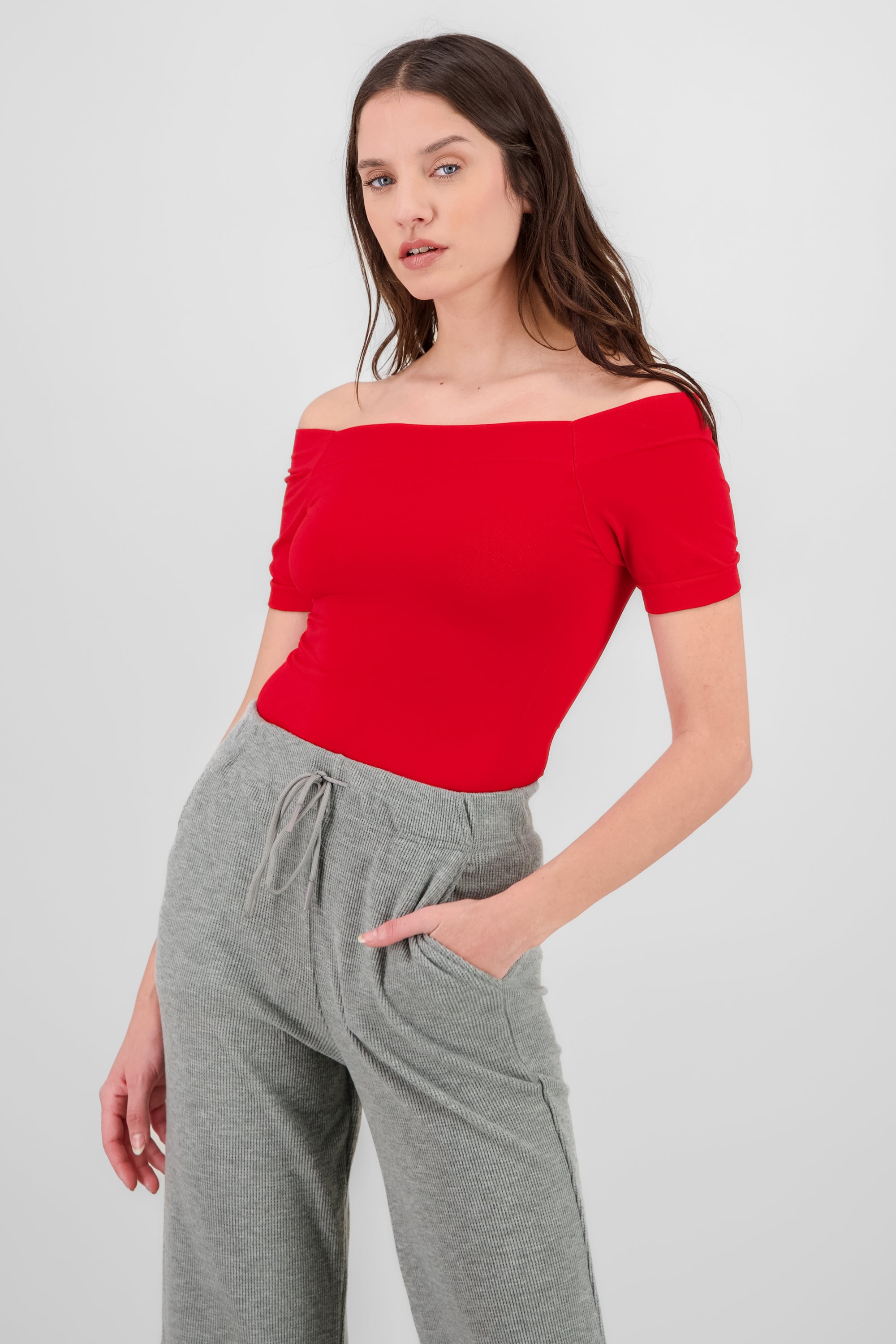 Bodysuit Liso Hombros Descubiertos ROJO