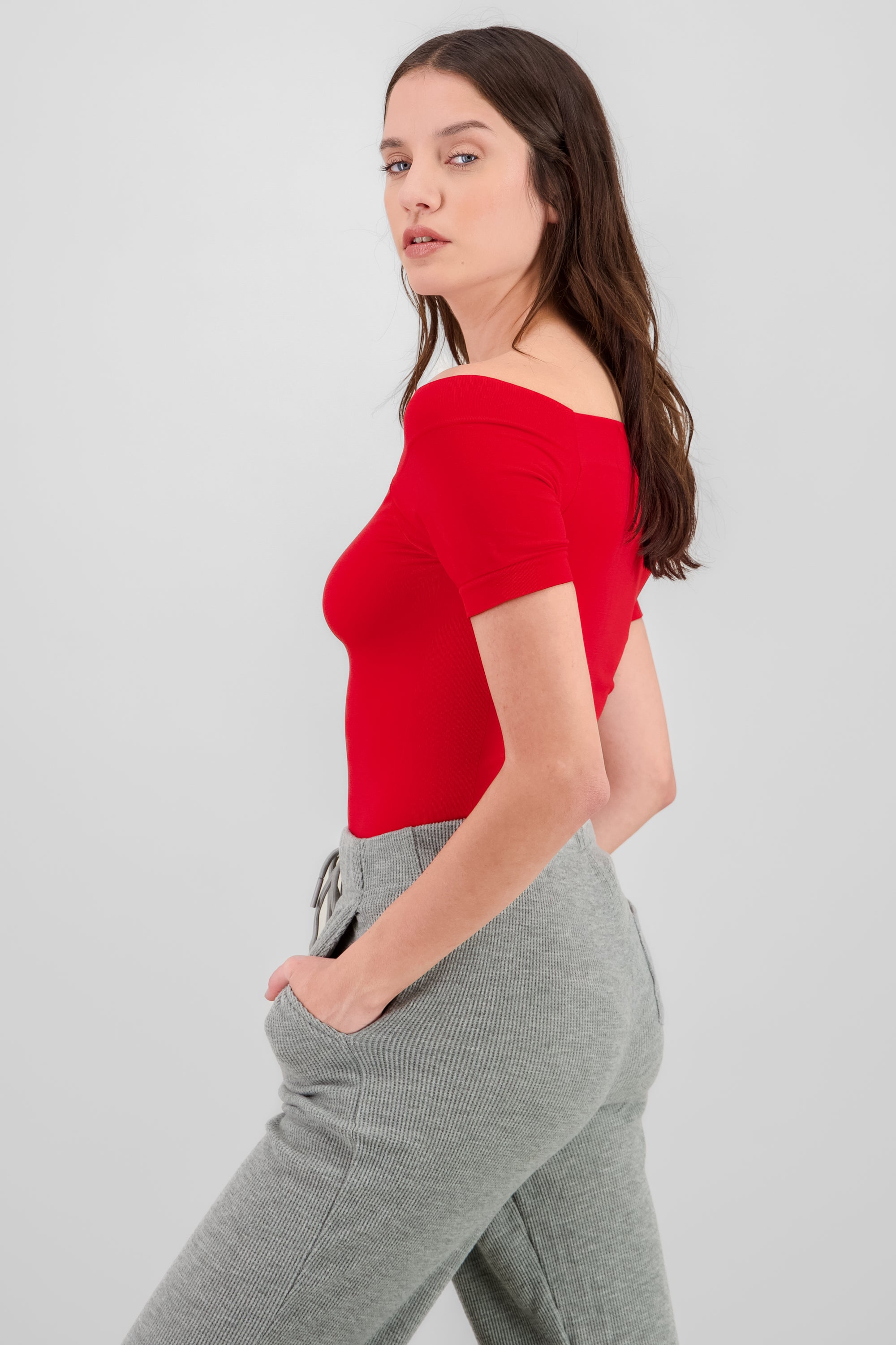 Bodysuit Liso Hombros Descubiertos ROJO