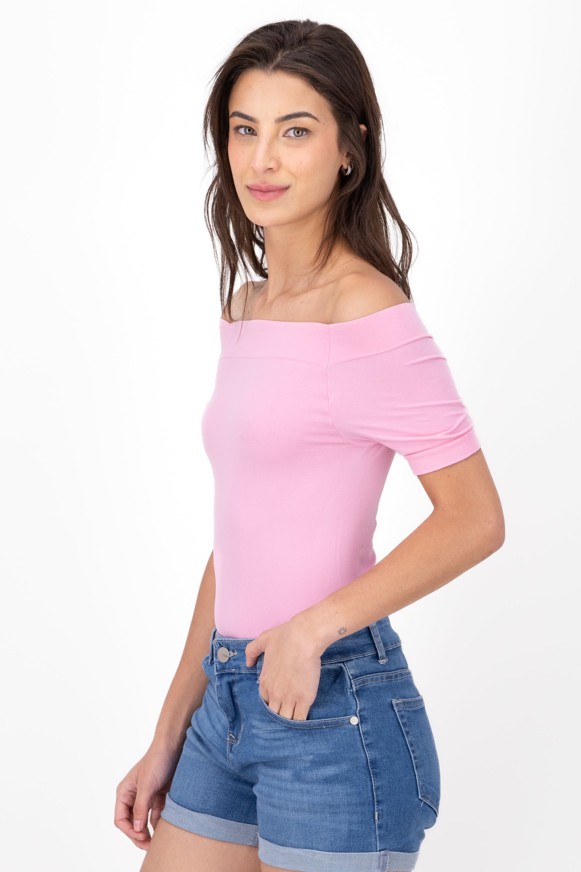 Bodysuit Liso Hombros Descubiertos ROSA PASTEL