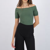 Bodysuit off shoulder manga corta