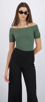 Bodysuit off shoulder manga corta