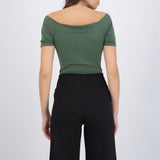 Bodysuit off shoulder manga corta