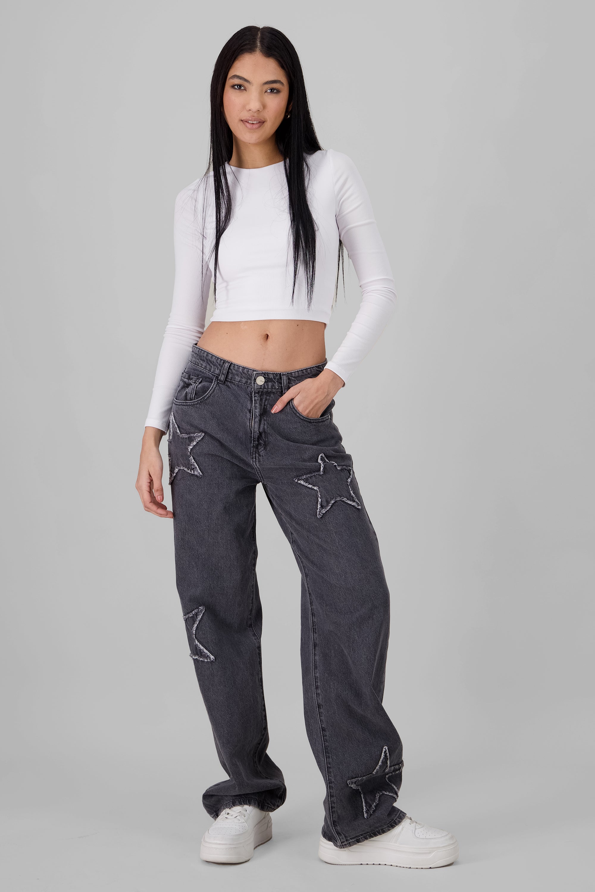 Jeans Straight Estrellas GRIS