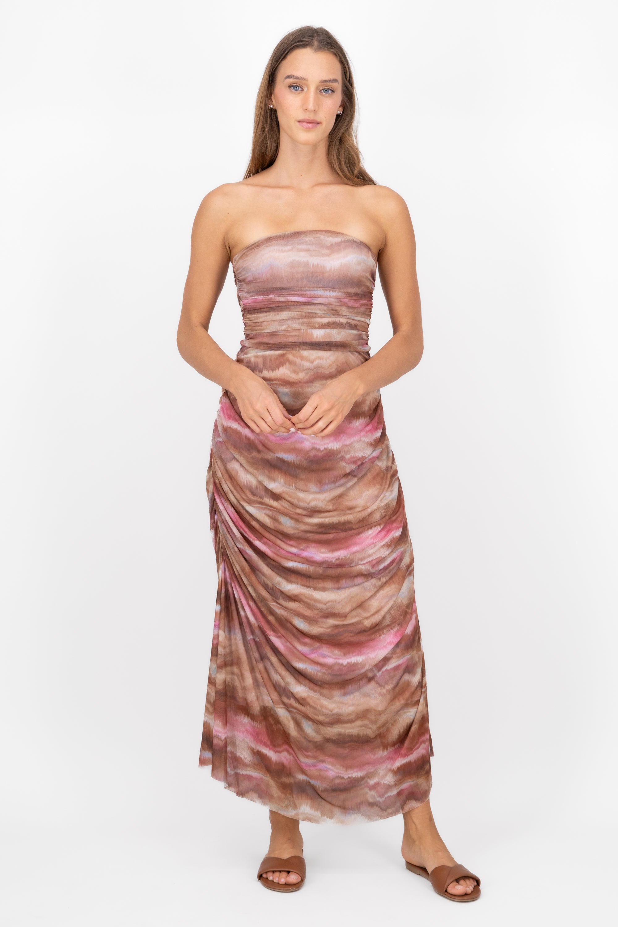 Maxi Vestido Mesh Tie Dye CAFE COMBO