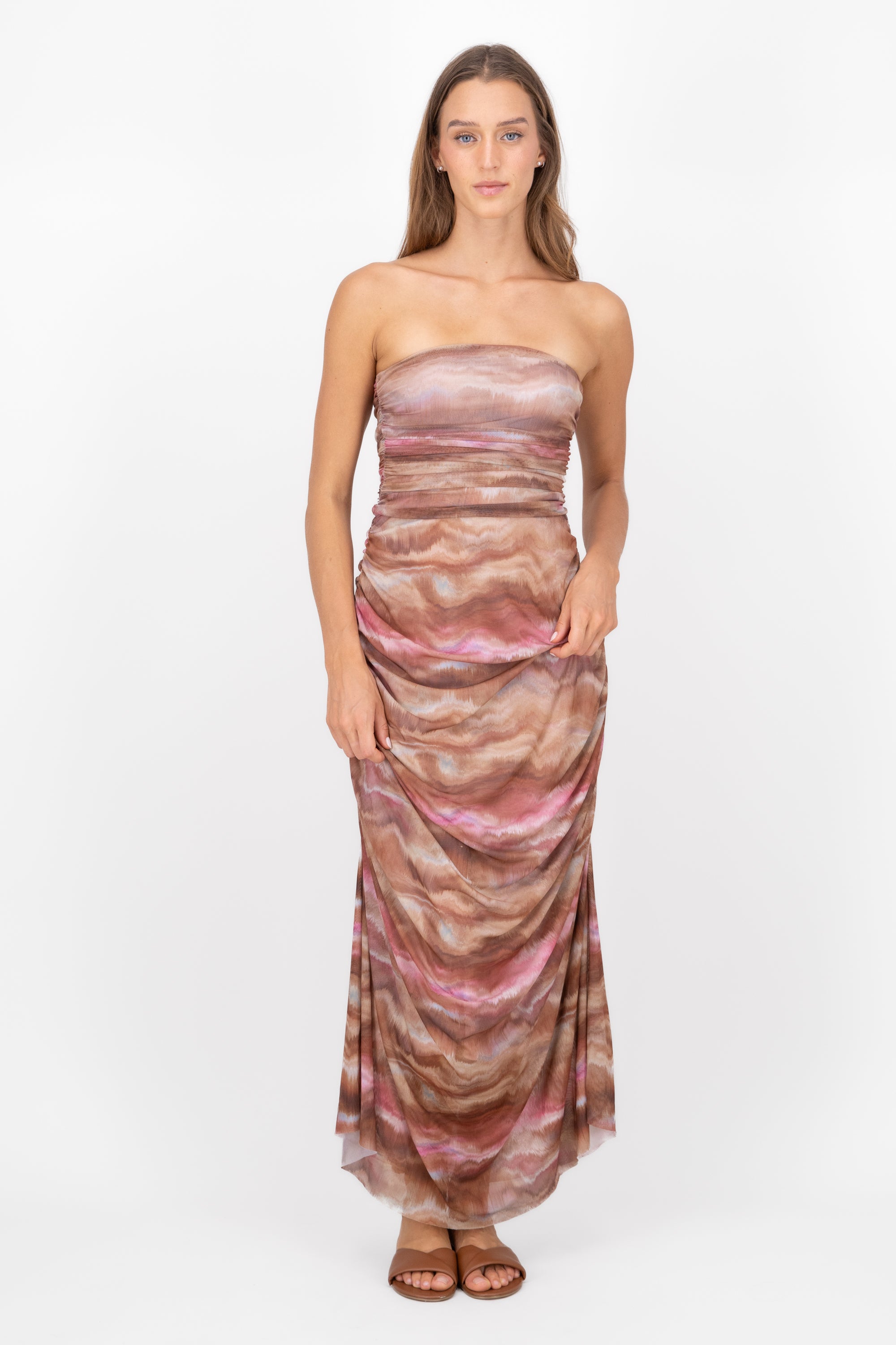 Maxi Vestido Mesh Tie Dye CAFE COMBO