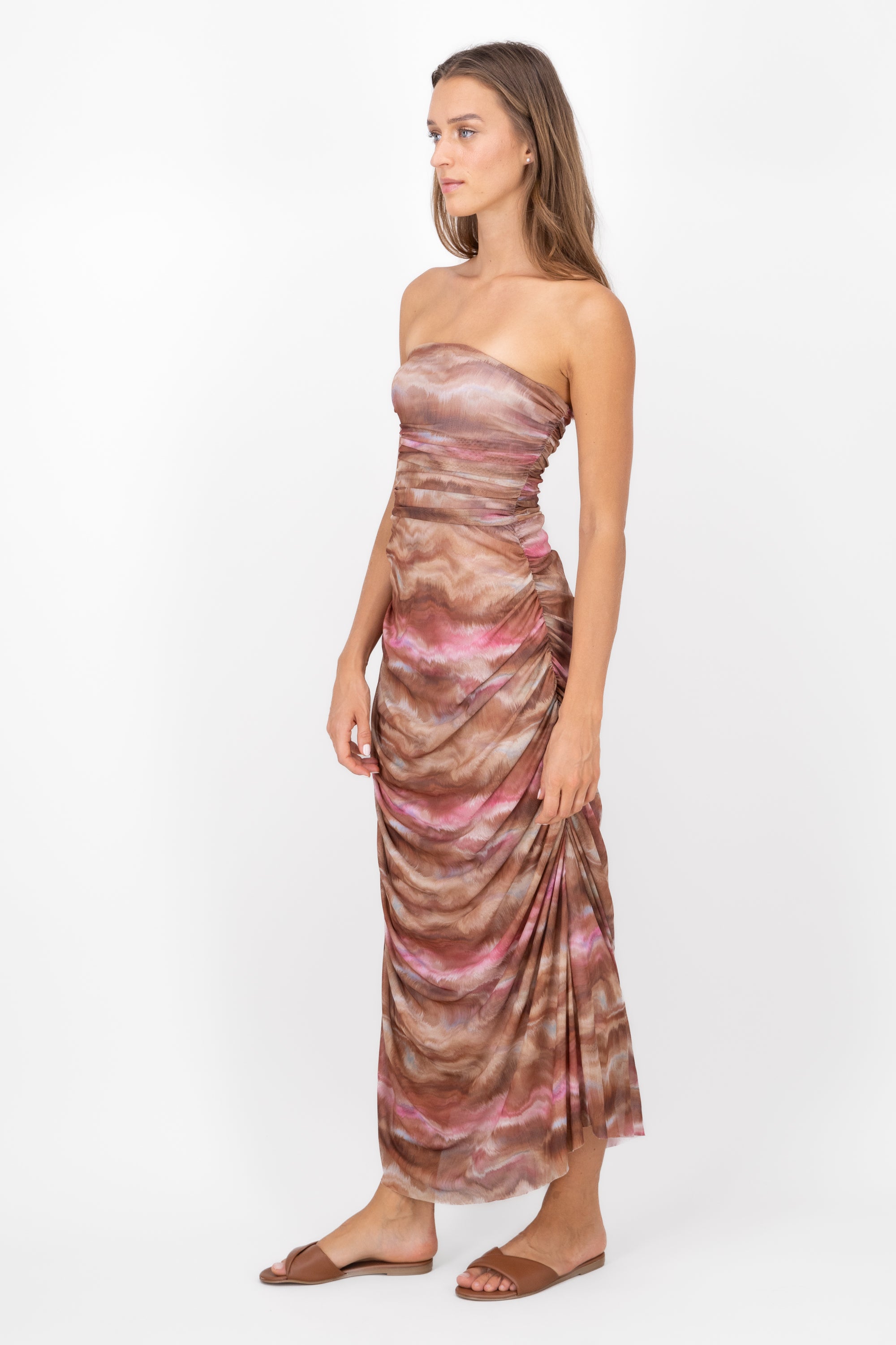 Maxi Vestido Mesh Tie Dye CAFE COMBO