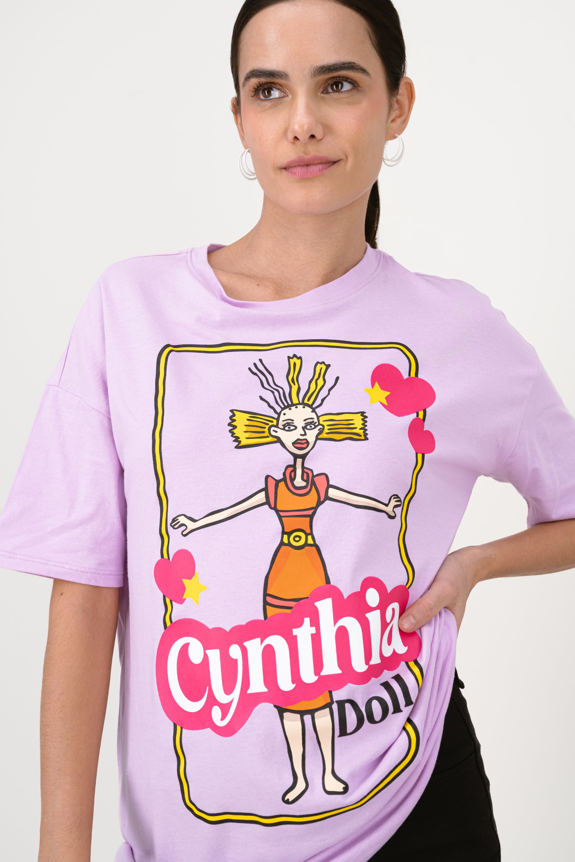 Playera cynthia over manga corta LILA