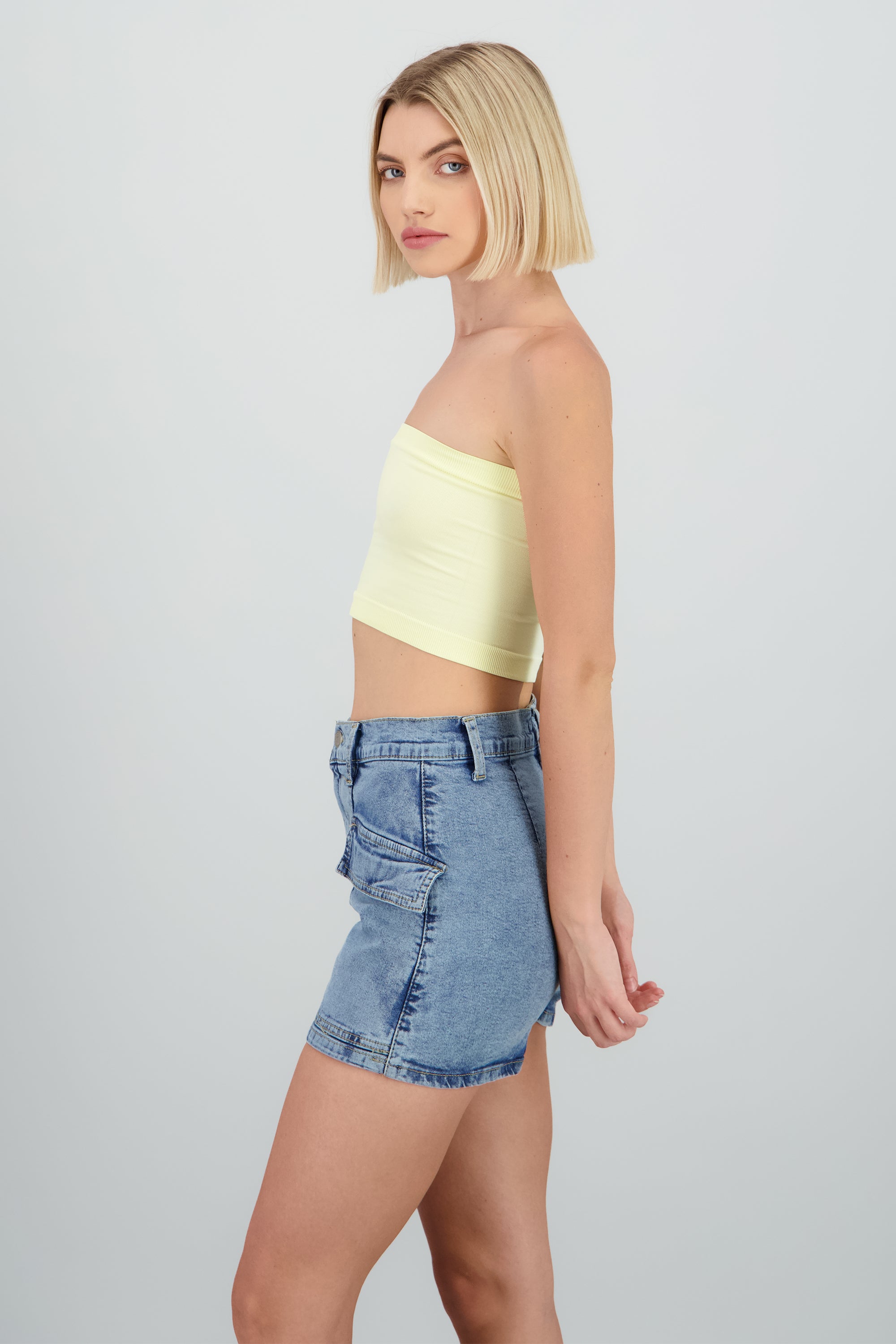 Top strapless liso AMARILLO PASTEL