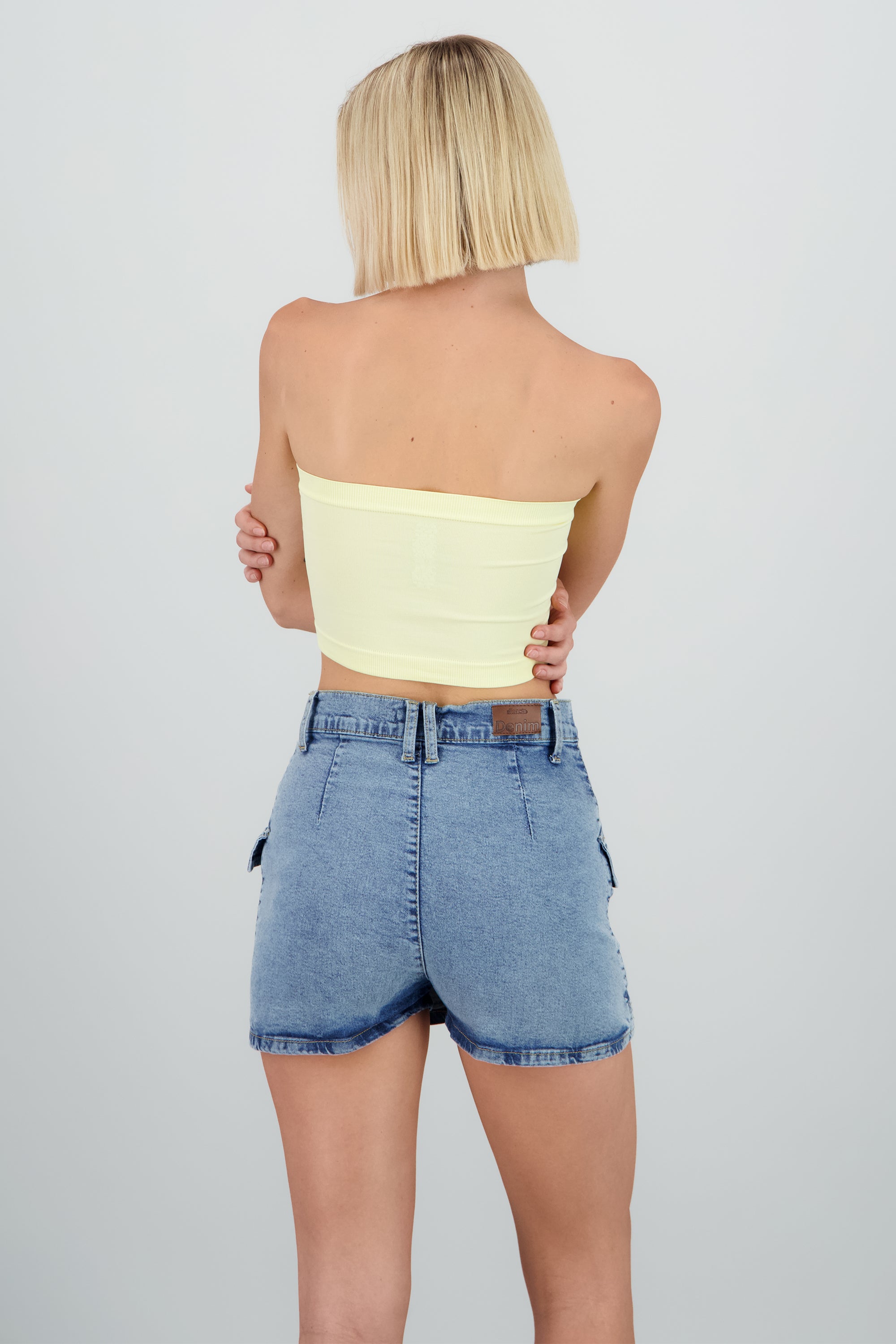 Top strapless liso AMARILLO PASTEL