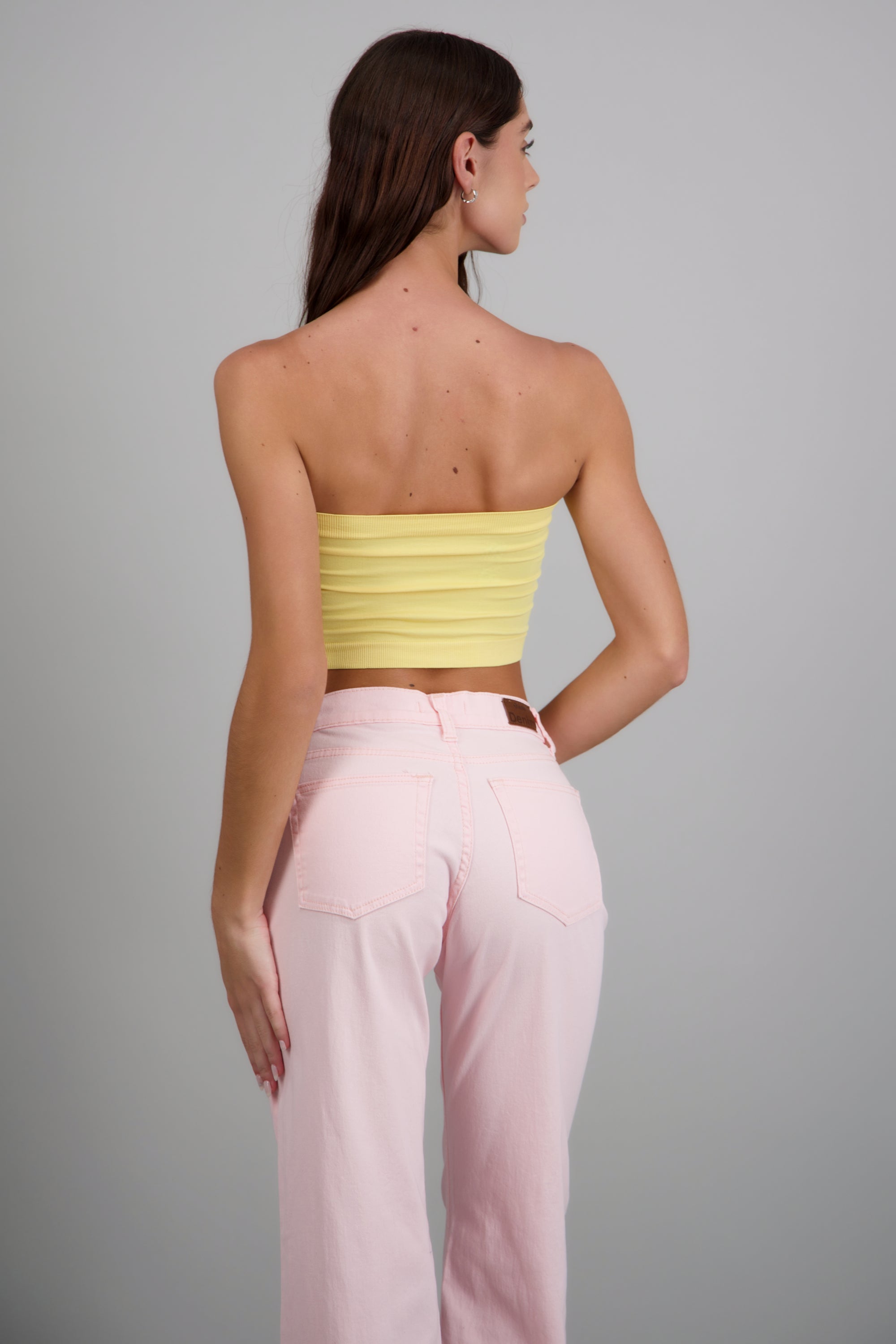 Top strapless liso AMARILLO PASTEL