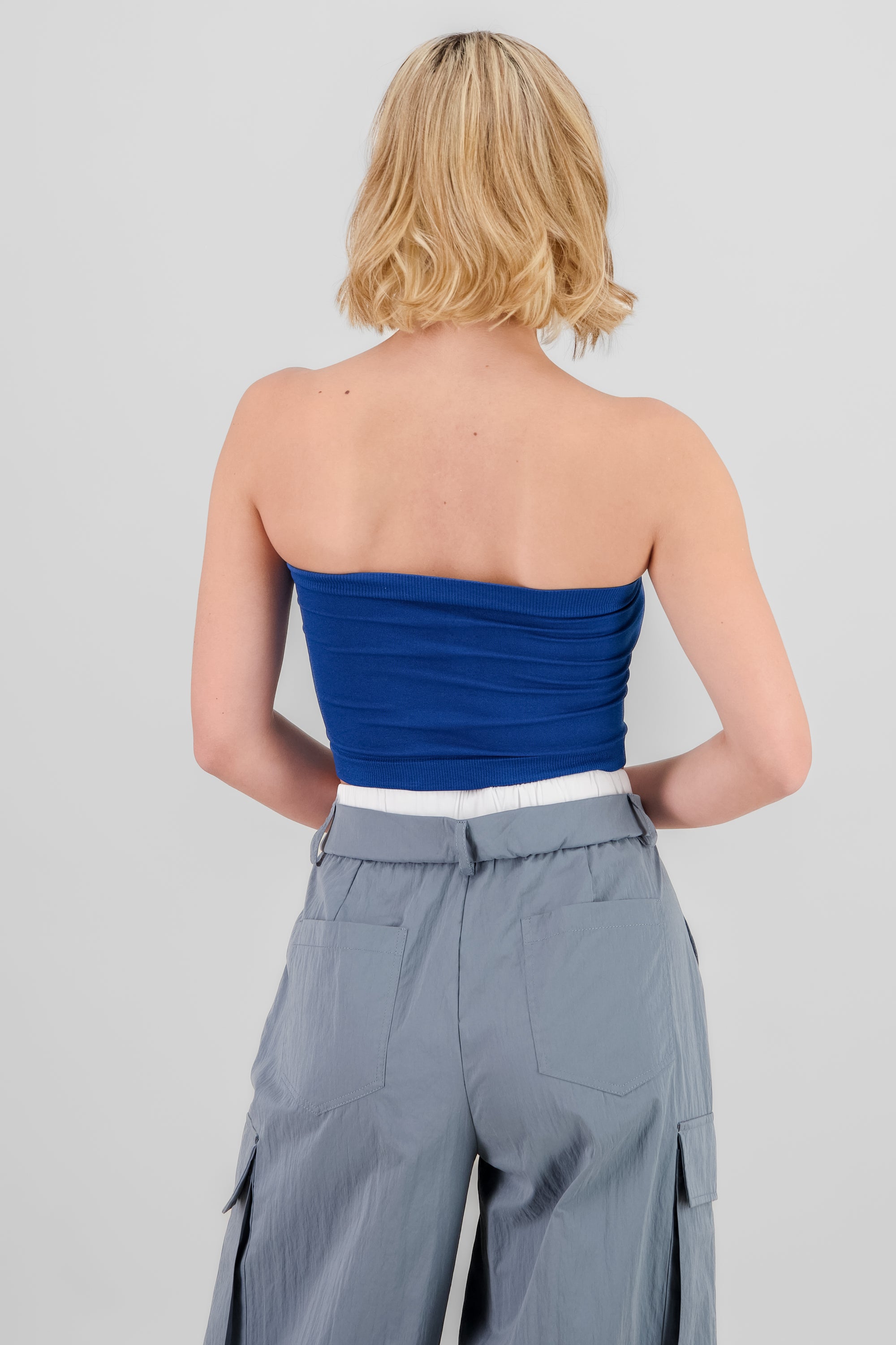 Top strapless liso AZUL PATO