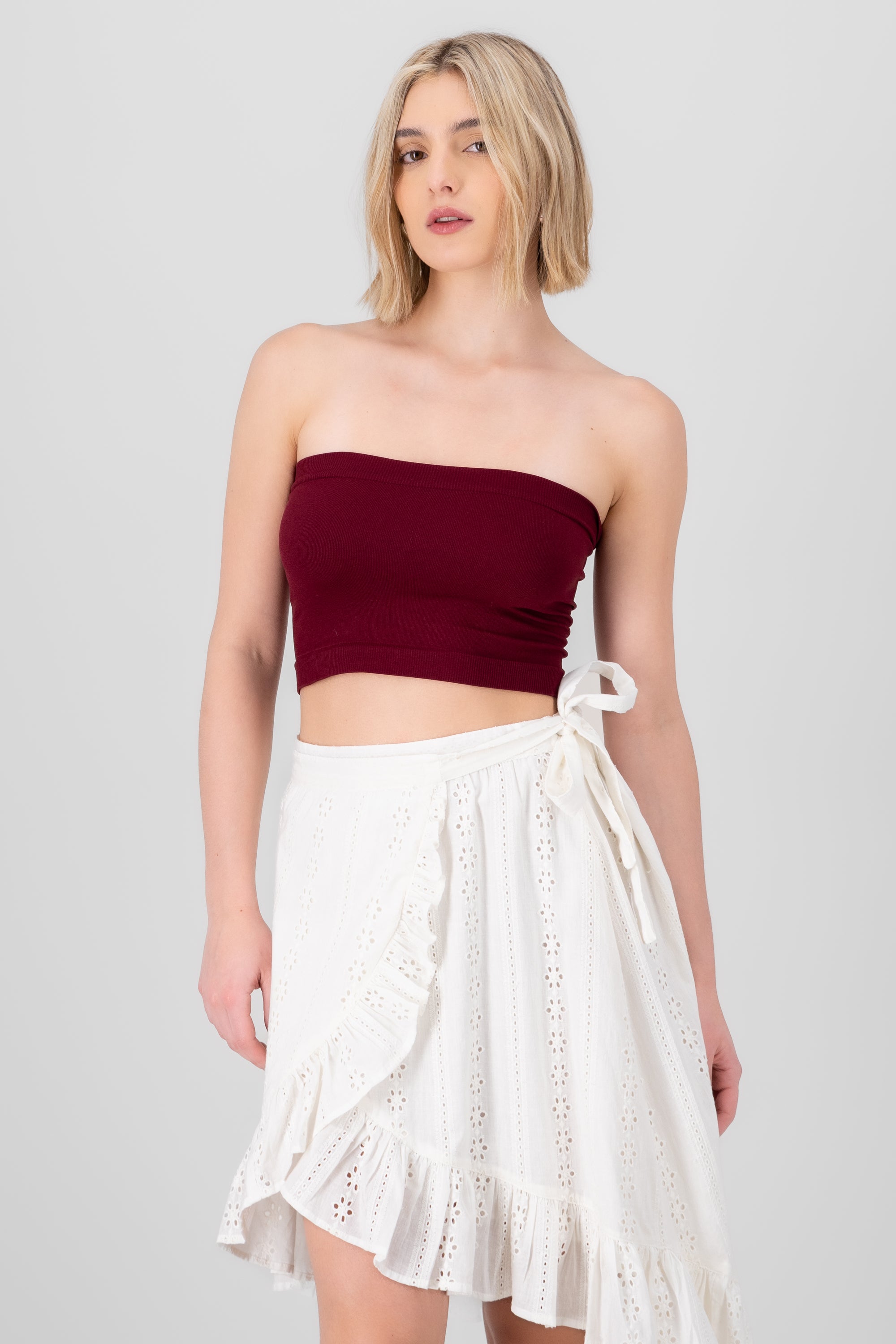 Top strapless liso CIRUELA