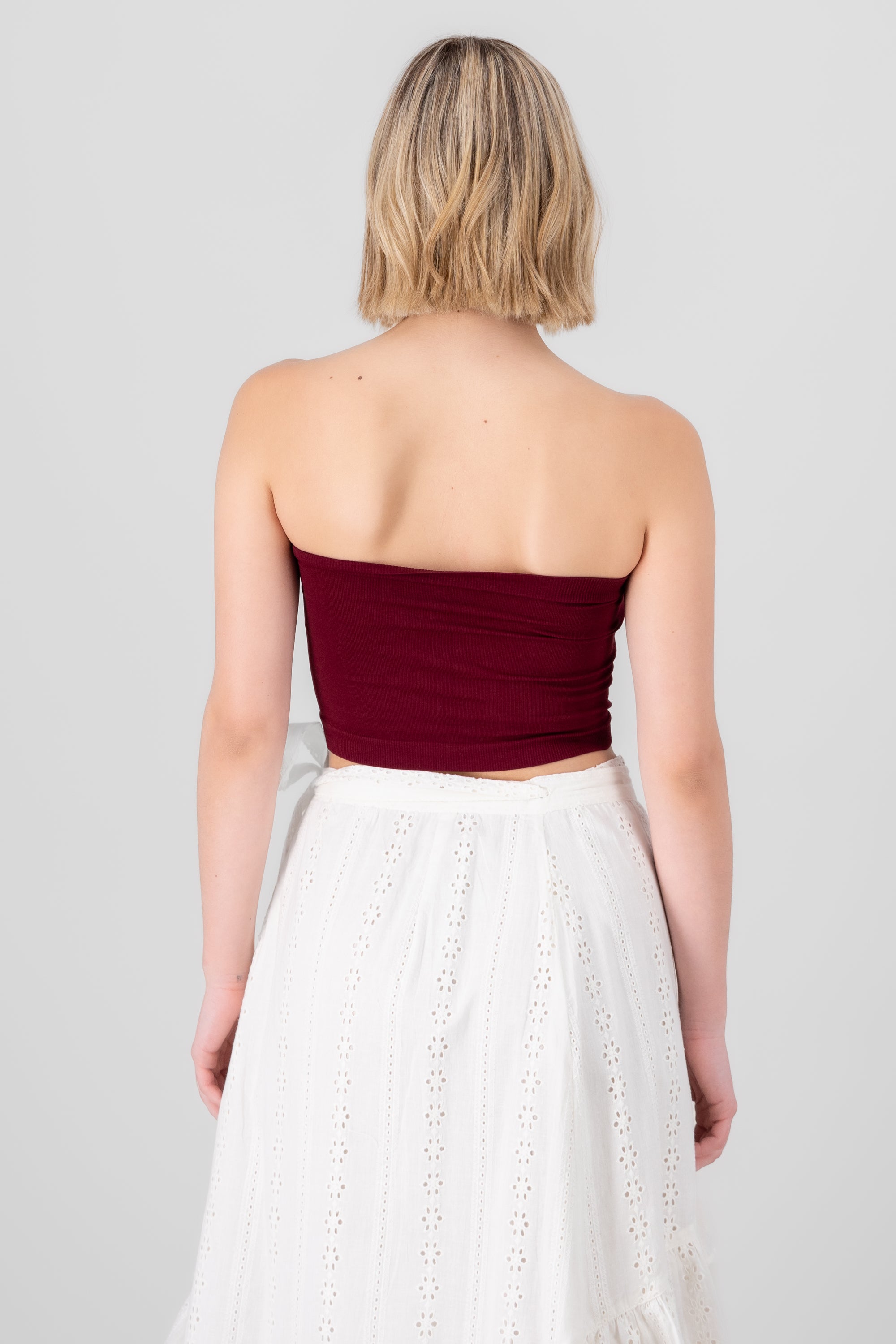 Top strapless liso CIRUELA