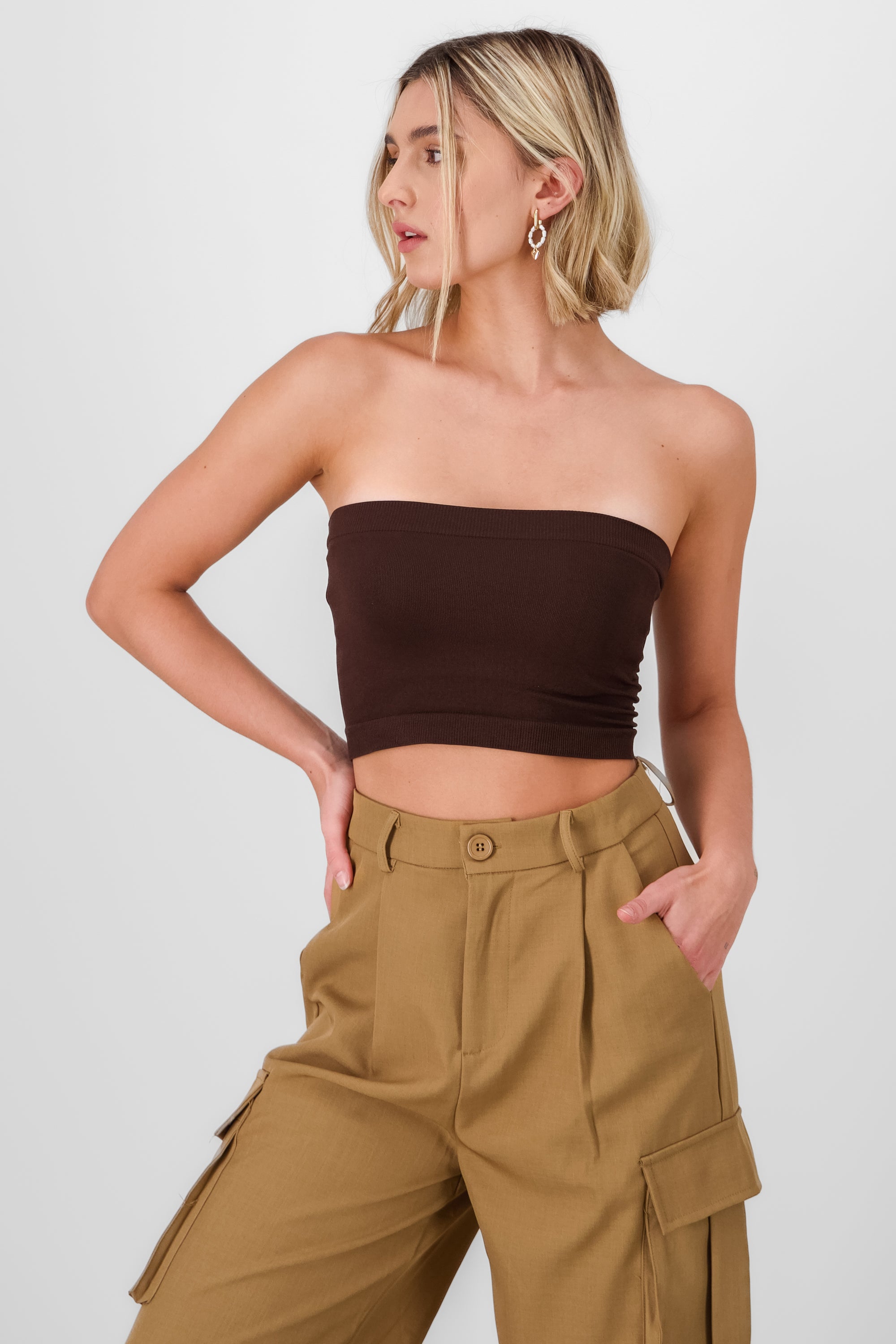 Top strapless liso CHOCOLATE