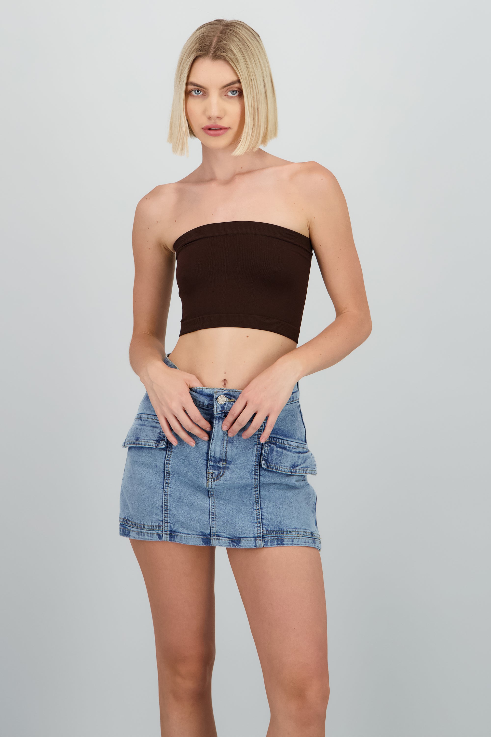Top strapless liso CHOCOLATE