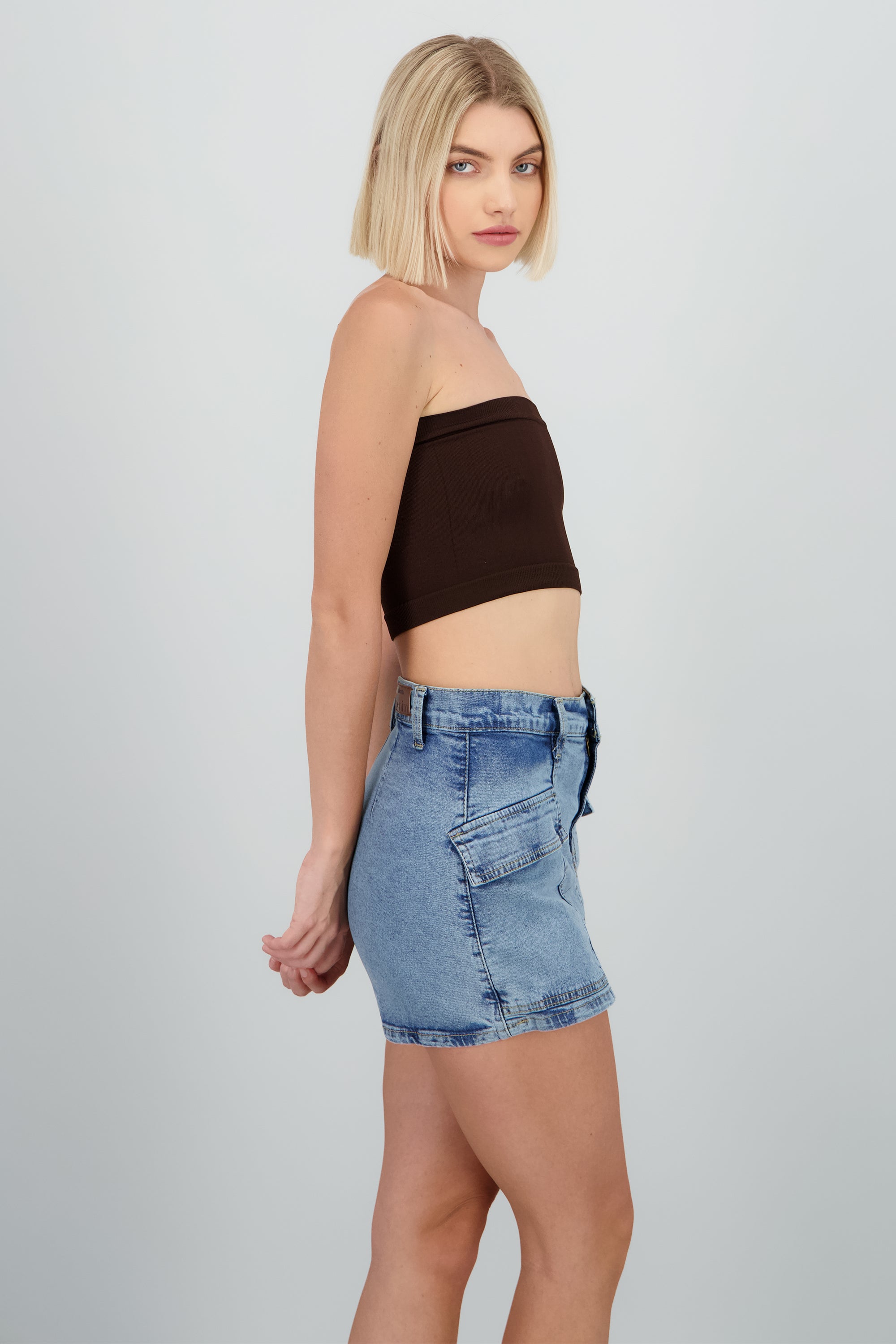 Top strapless liso CHOCOLATE