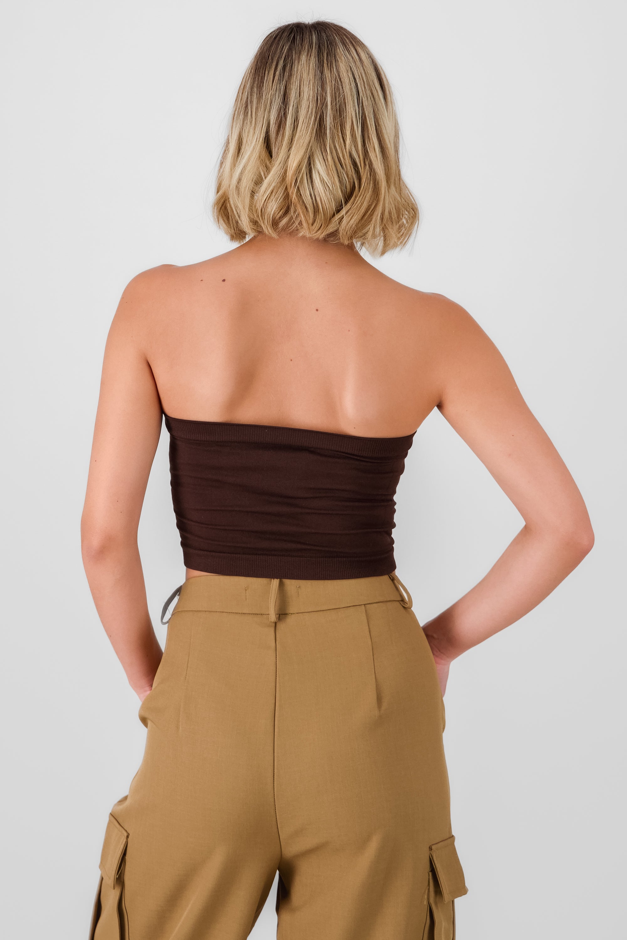 Top strapless liso CHOCOLATE