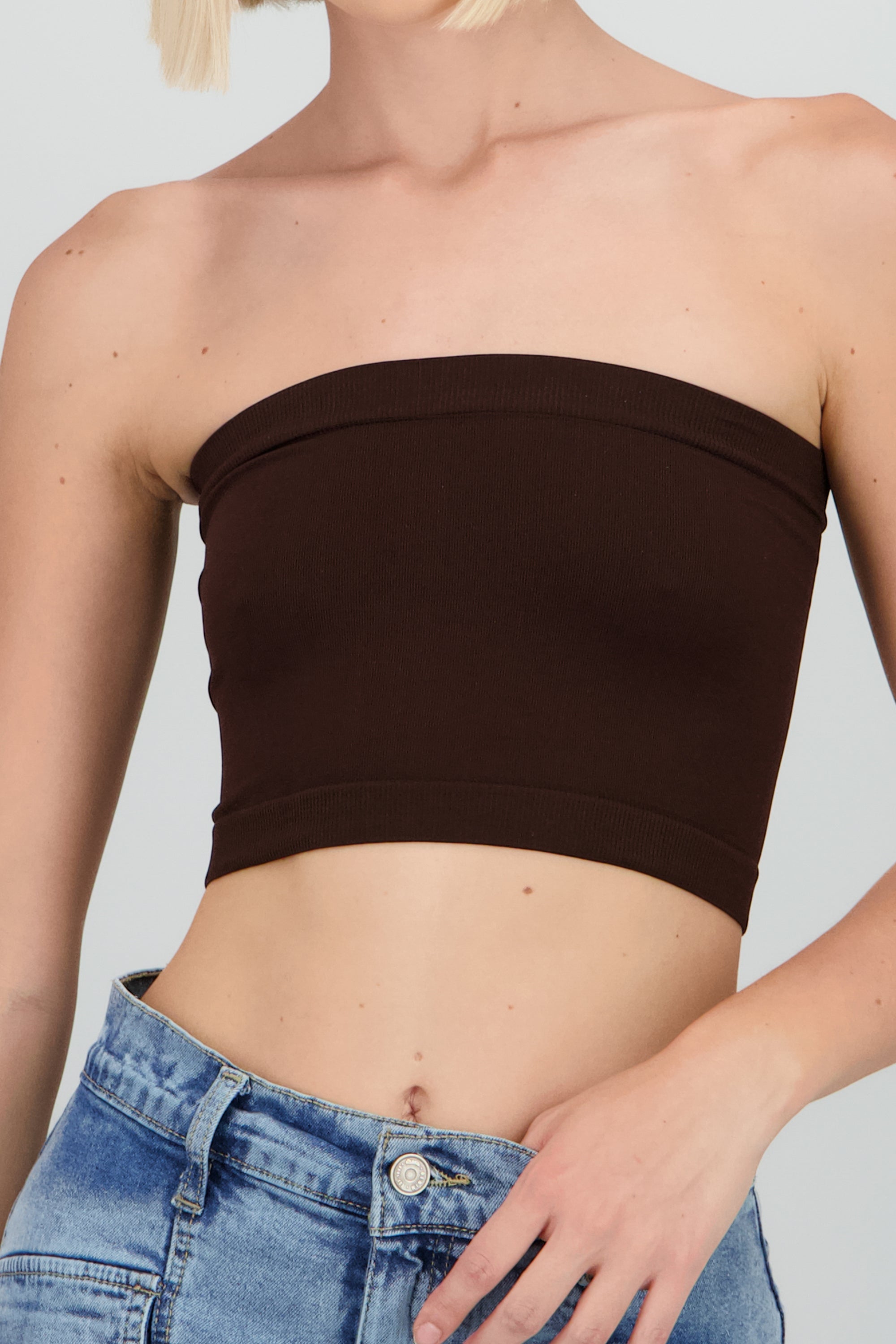Top strapless liso CHOCOLATE