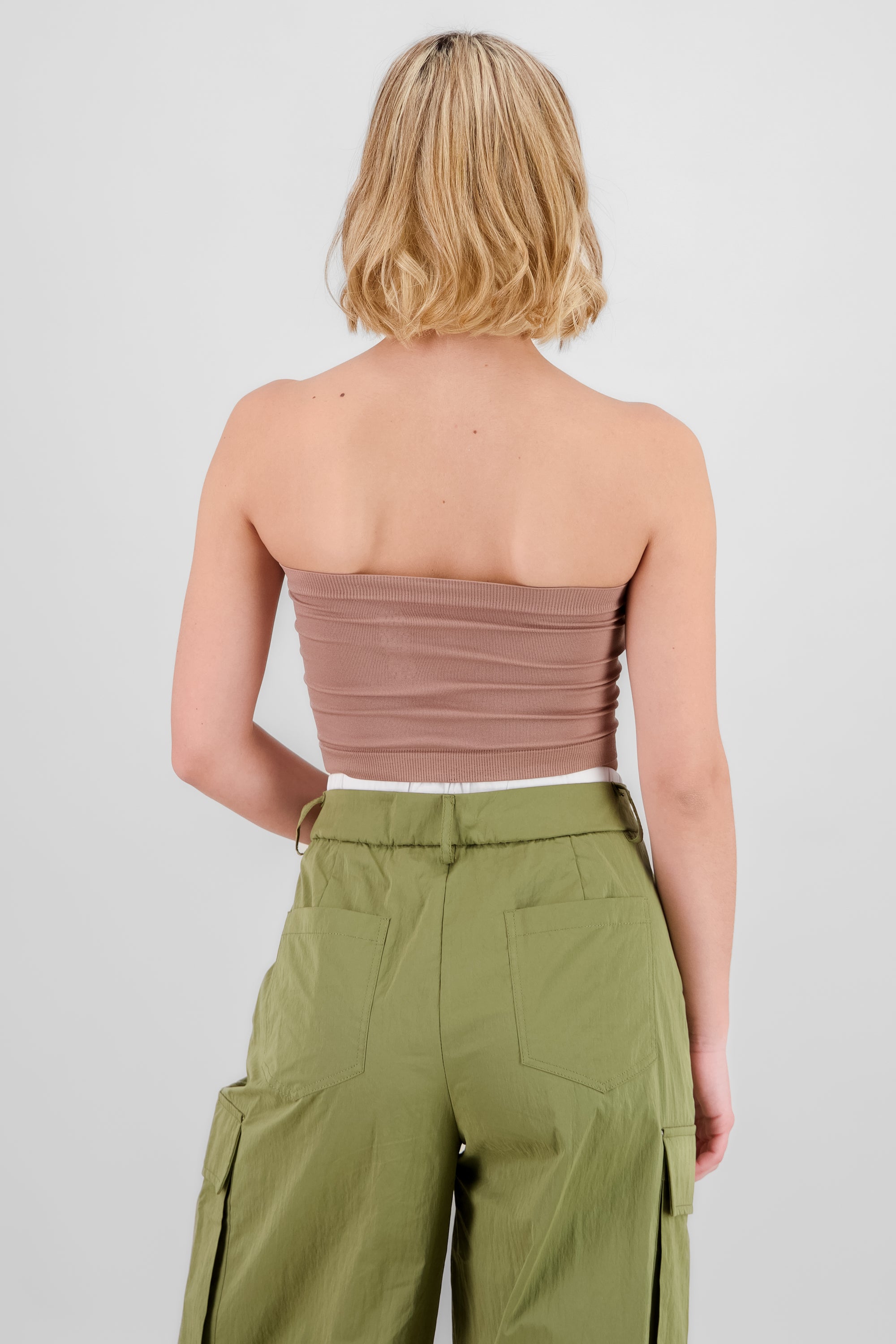 Top strapless liso KHAKI