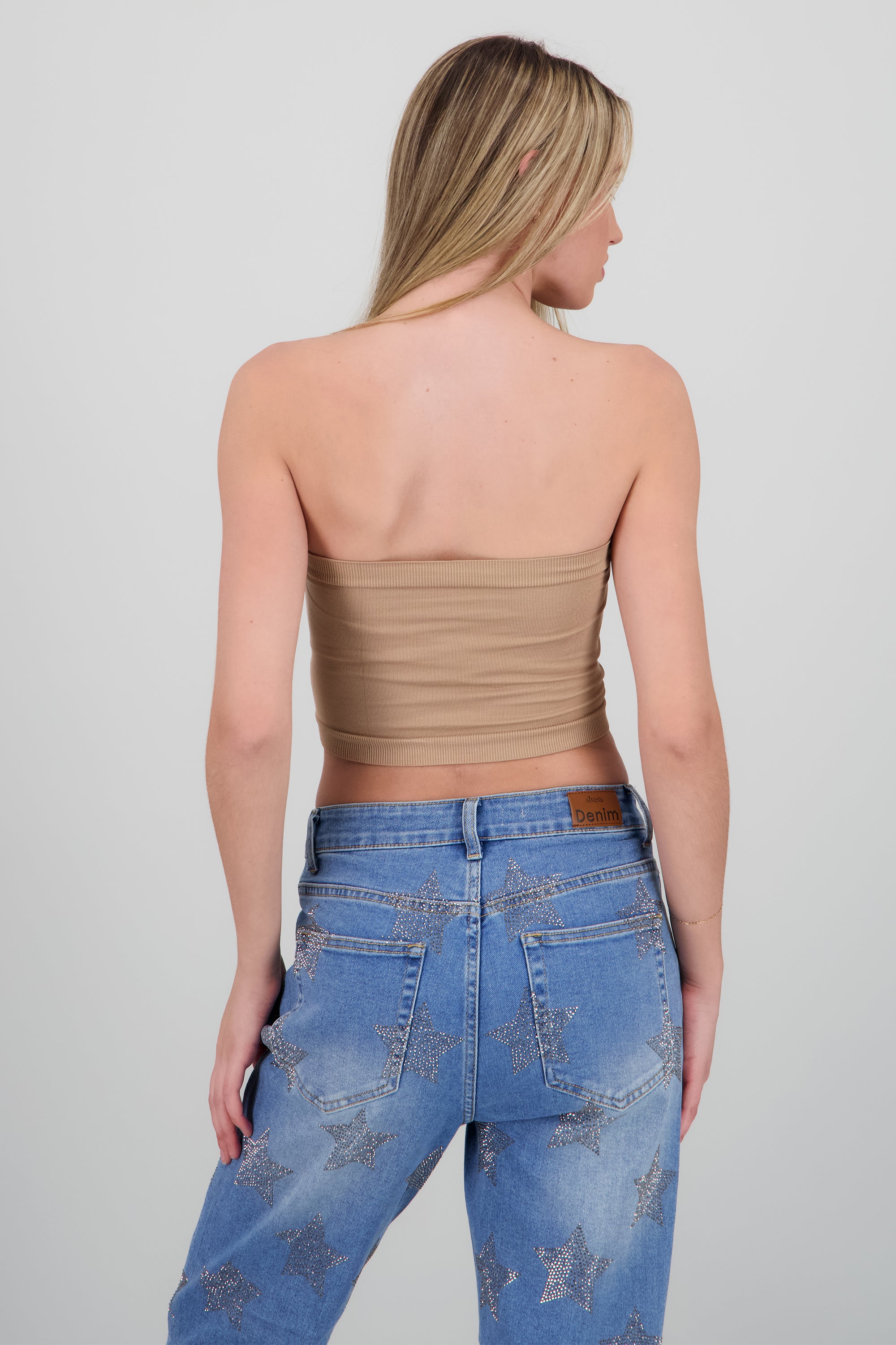 Top strapless liso TAUPE