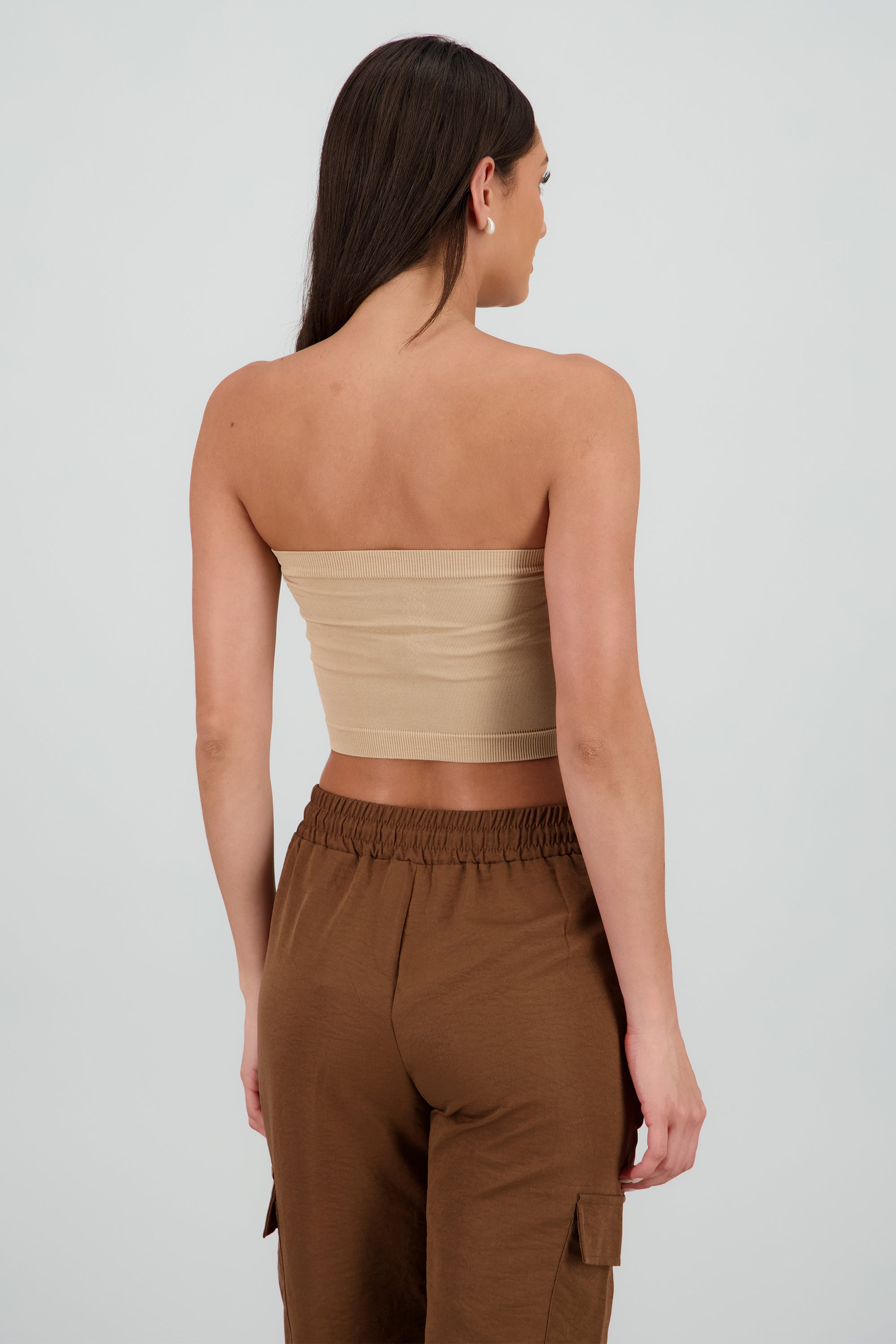 Top strapless liso CAMELLO