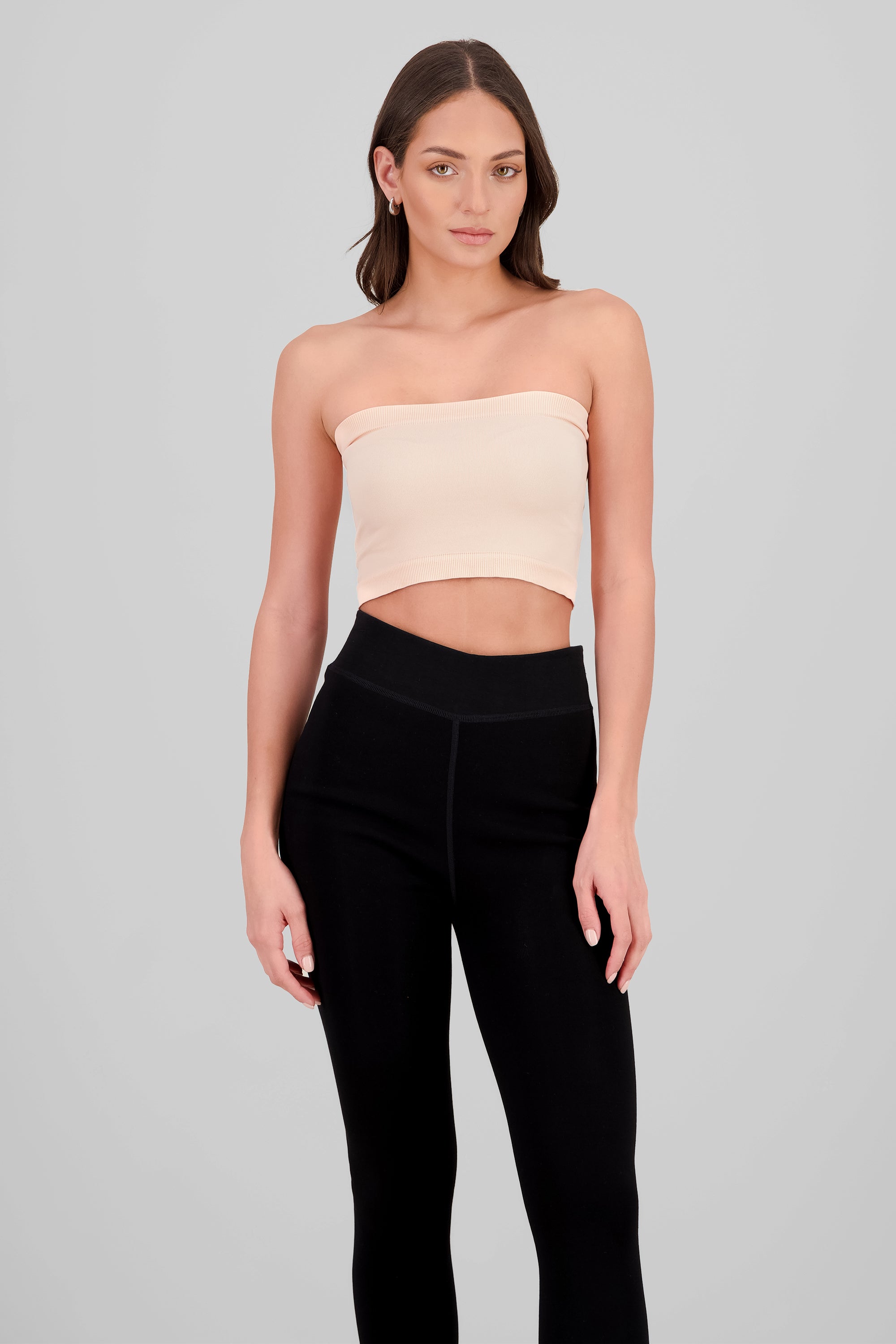 Top strapless liso DURAZNO