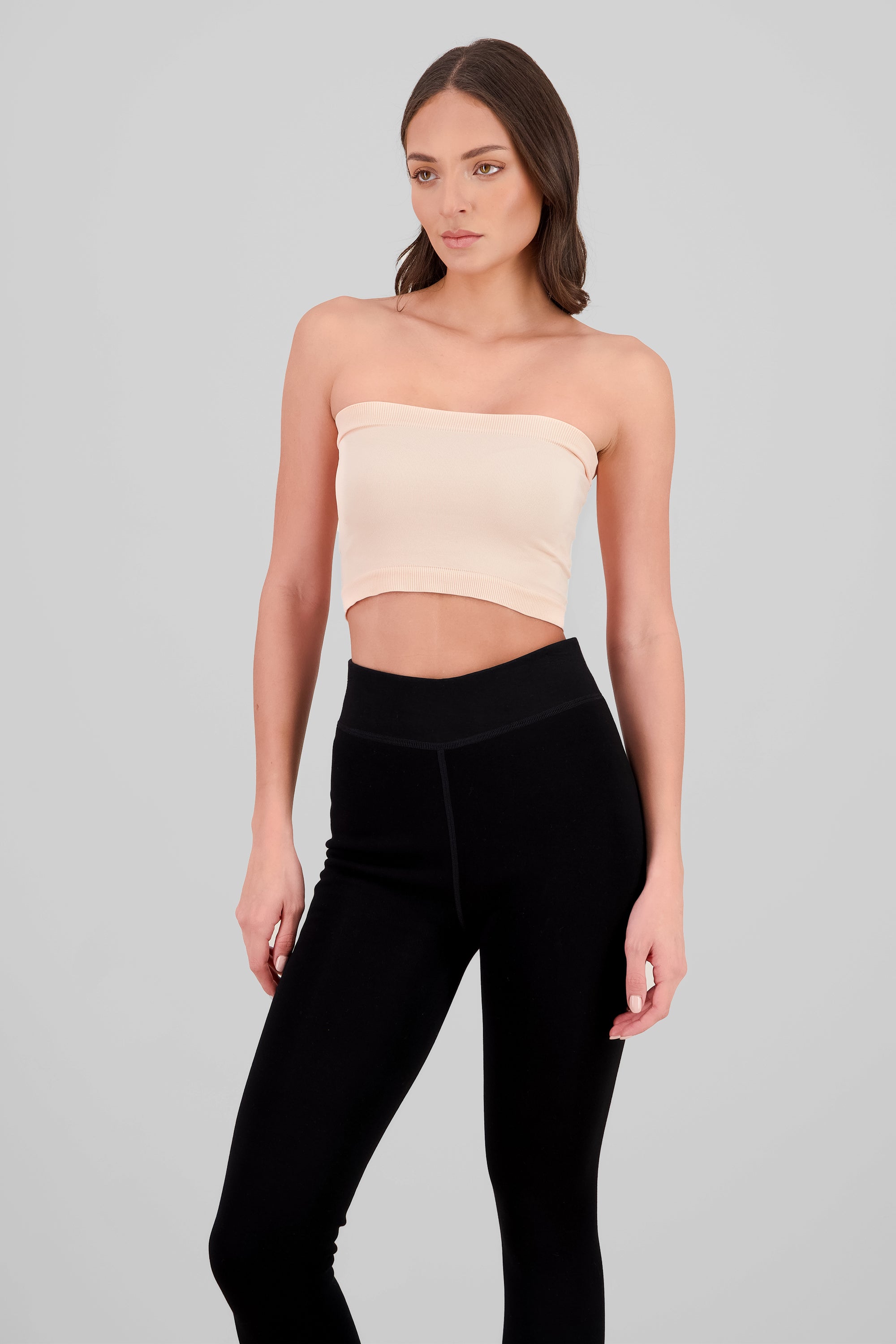 Top strapless liso DURAZNO