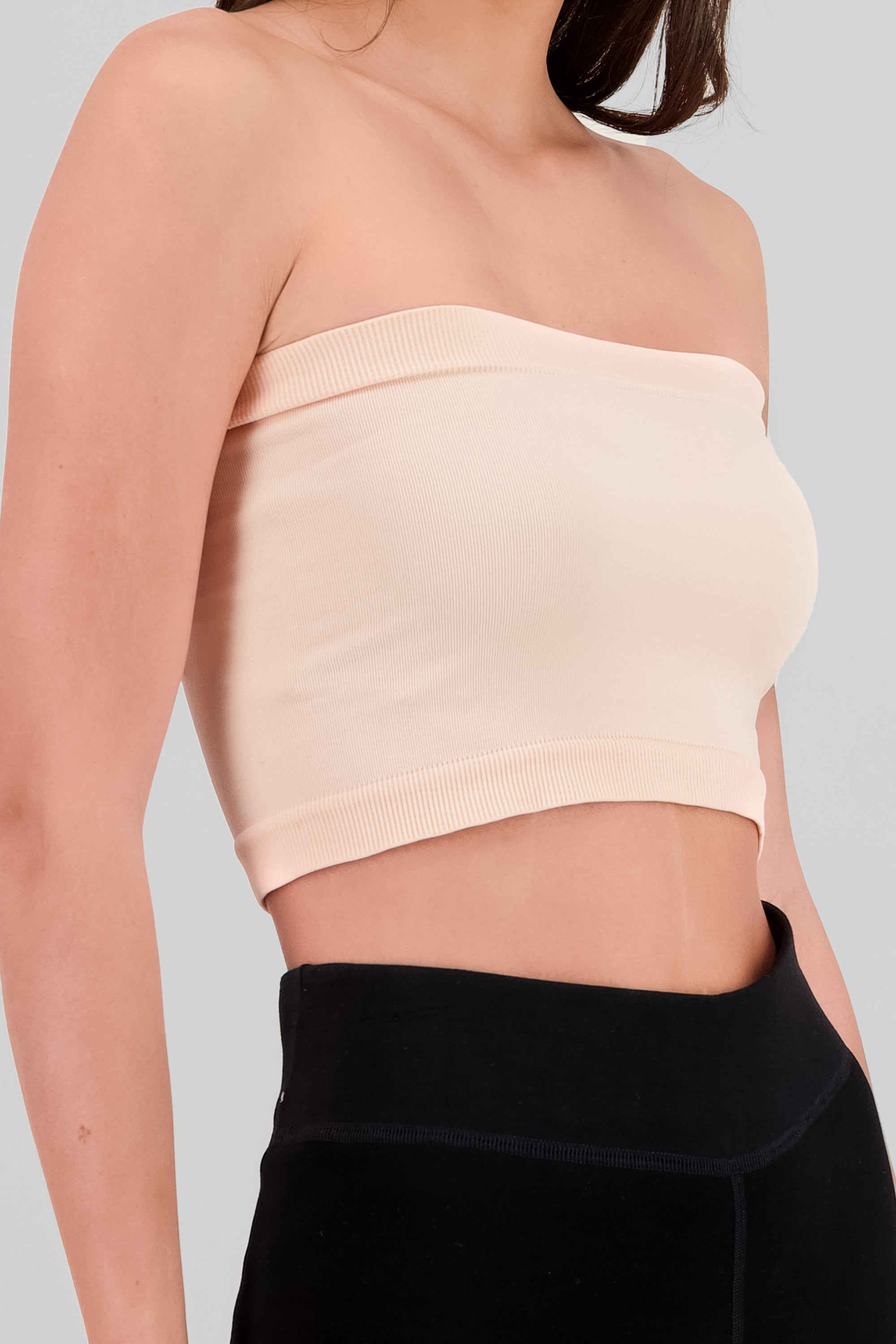 Top strapless liso DURAZNO