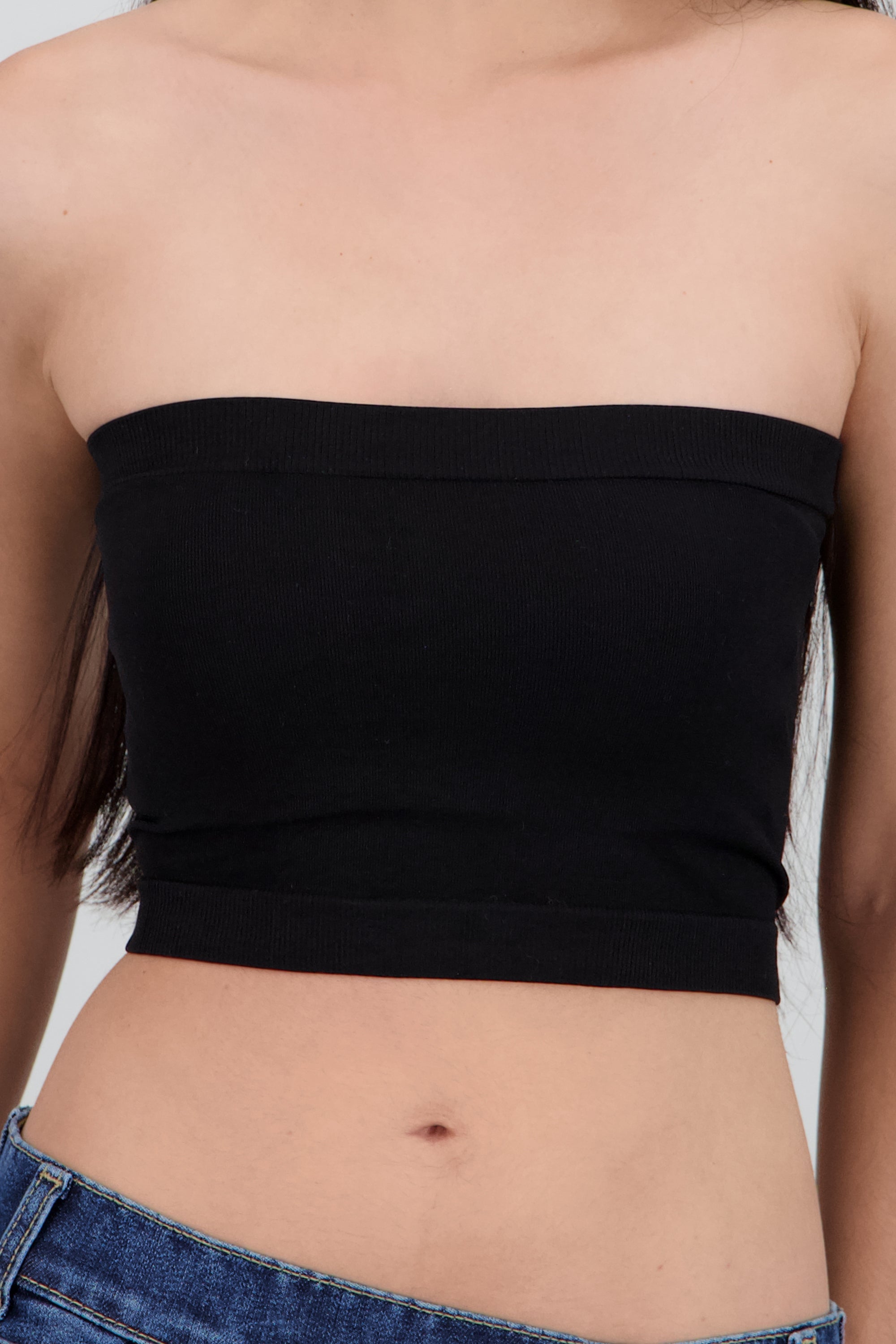 Top strapless liso NEGRO