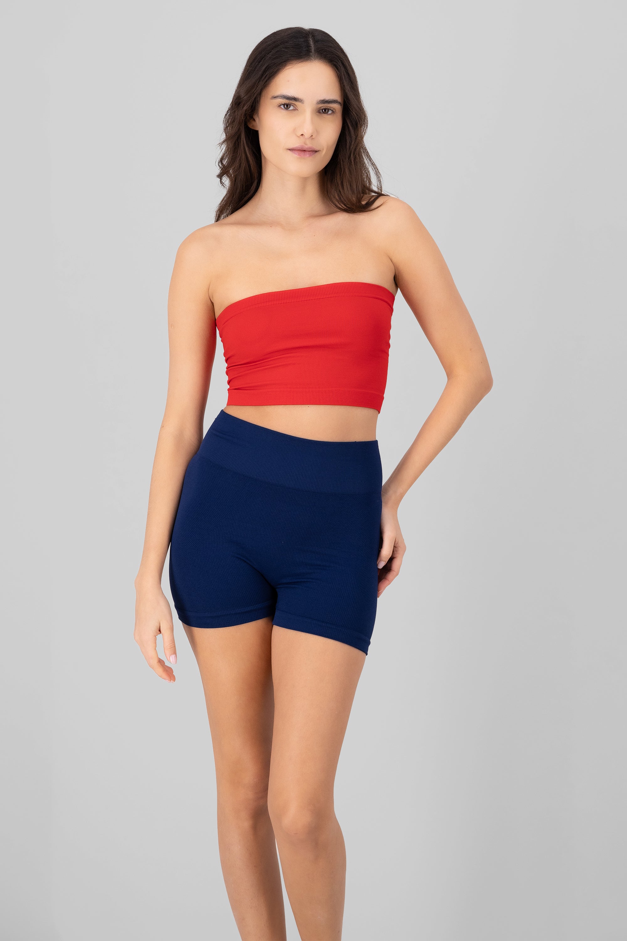 Top strapless liso ROJO