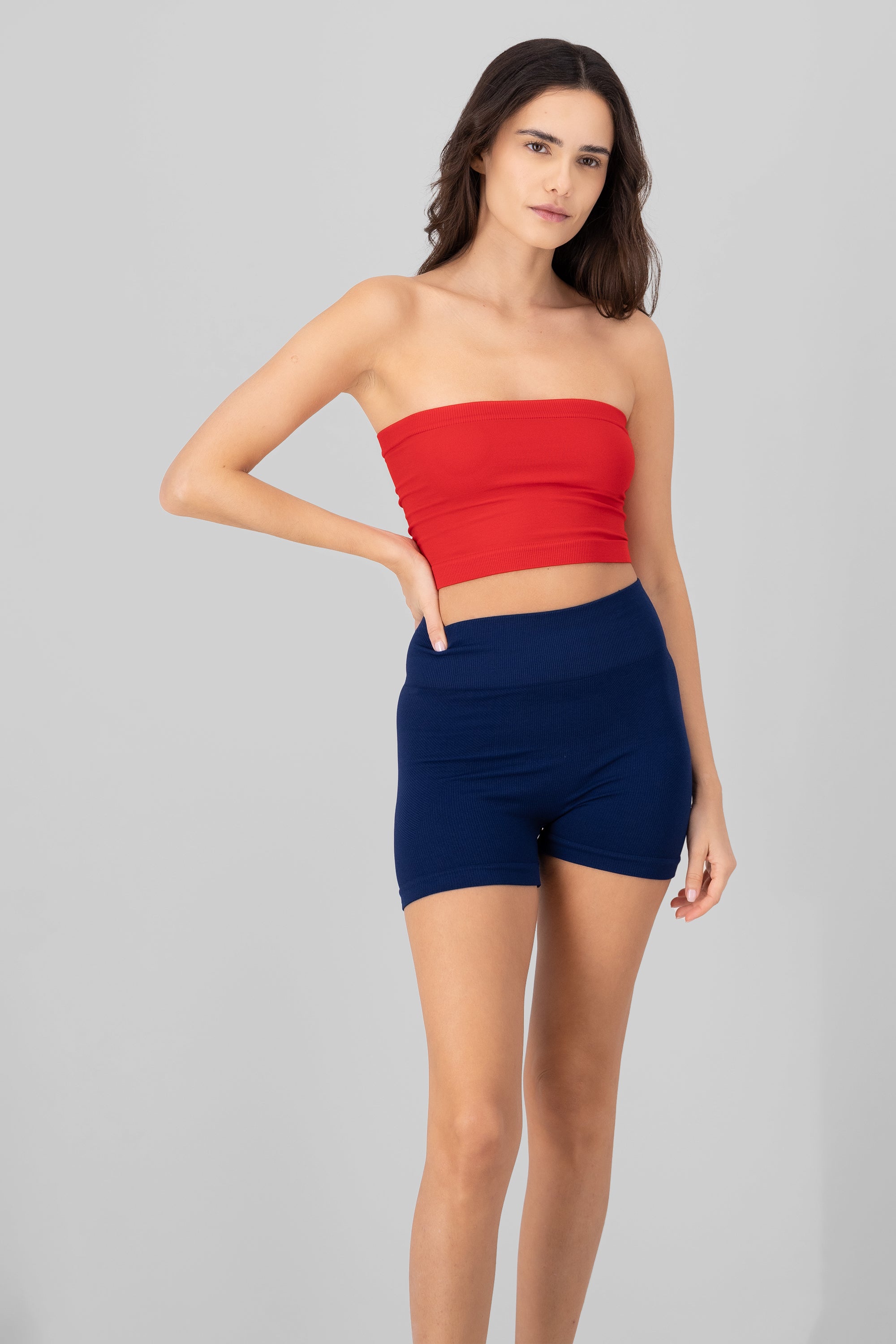 Top strapless liso ROJO