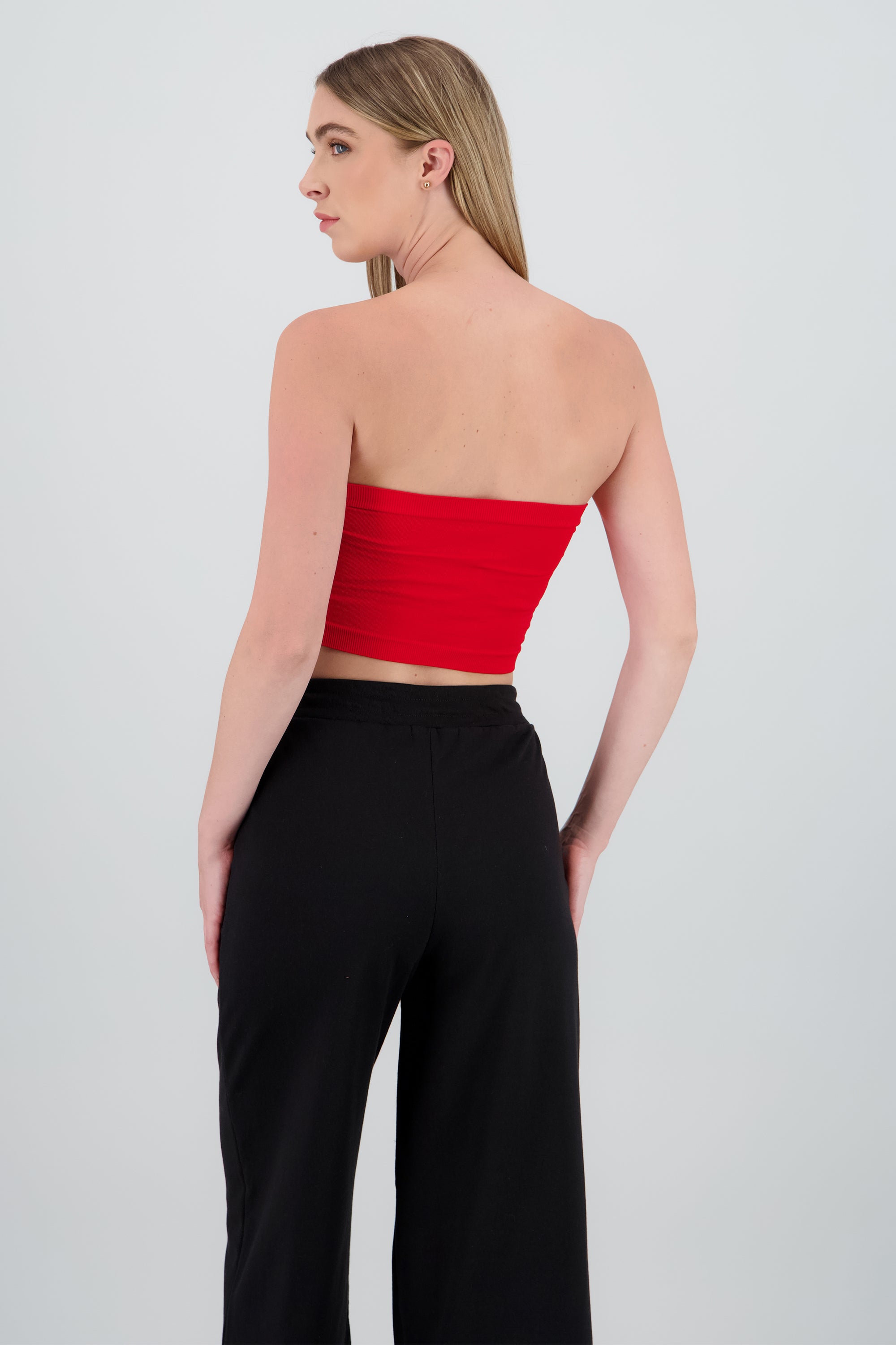 Top strapless liso ROJO